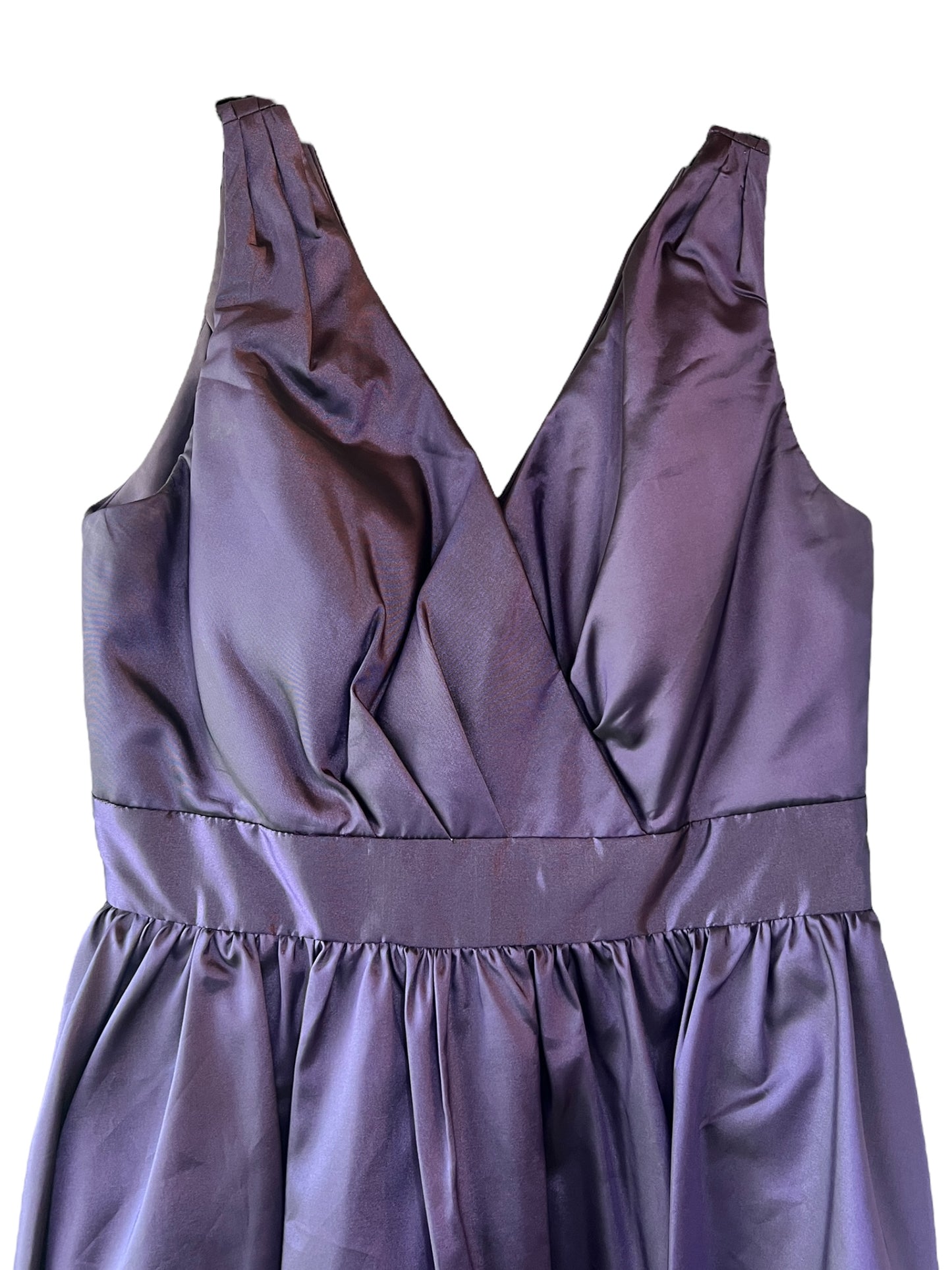 Purple Taffeta V-Neck Gown with Shawl