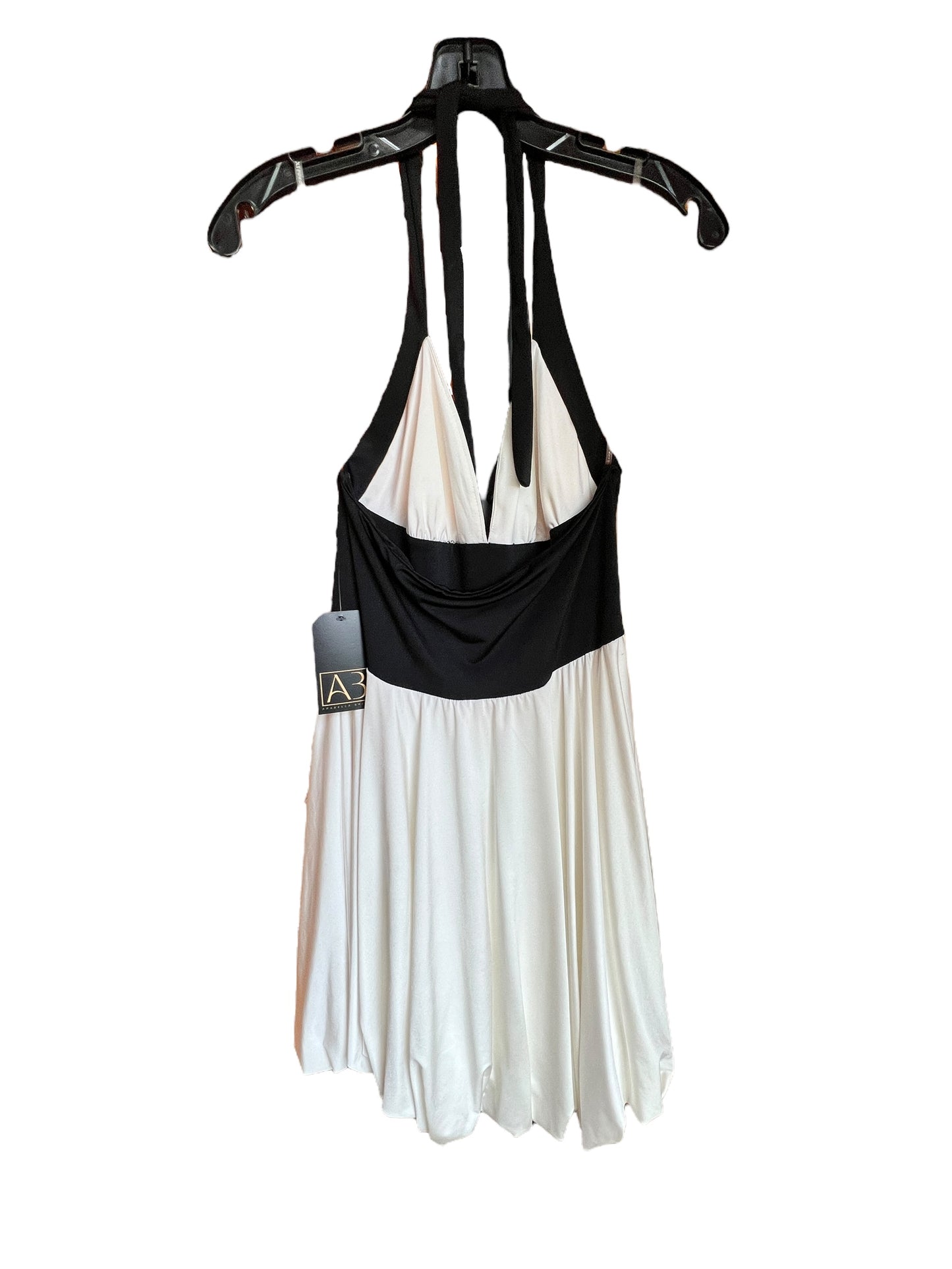 Black/White Jersey Halter Cocktail Dress