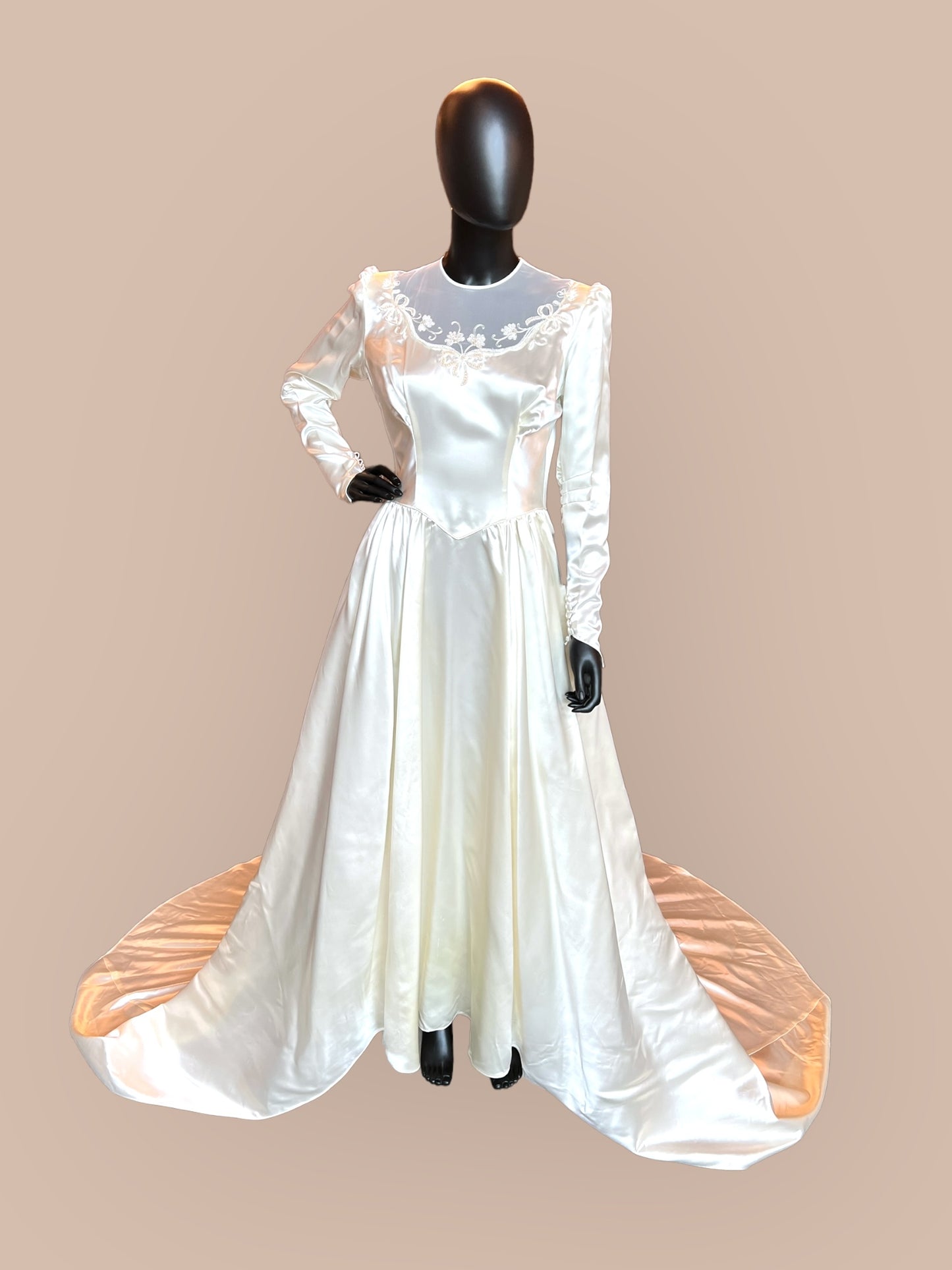 Vintage 40s Liquid Satin long sleeve wedding dress