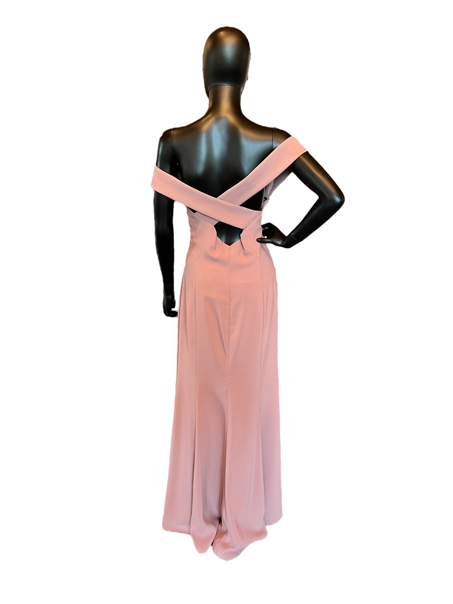 Dessy Stretch Crepe Dusty Rose Bridesmaid Full Length Formal Gown