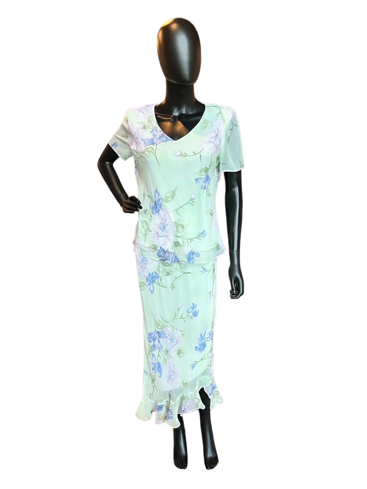 Mint Floral Chiffon Separates/Dress