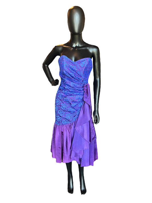 Vintage Purple/Blue Taffeta and Lace