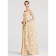 A-Line Square Neck Full Sleeve Wedding Gown