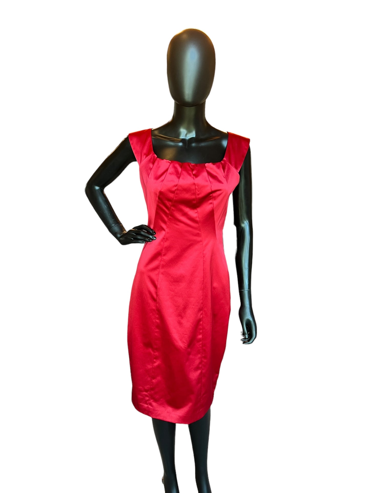 Crimson Satin Tie Neck Short Dress