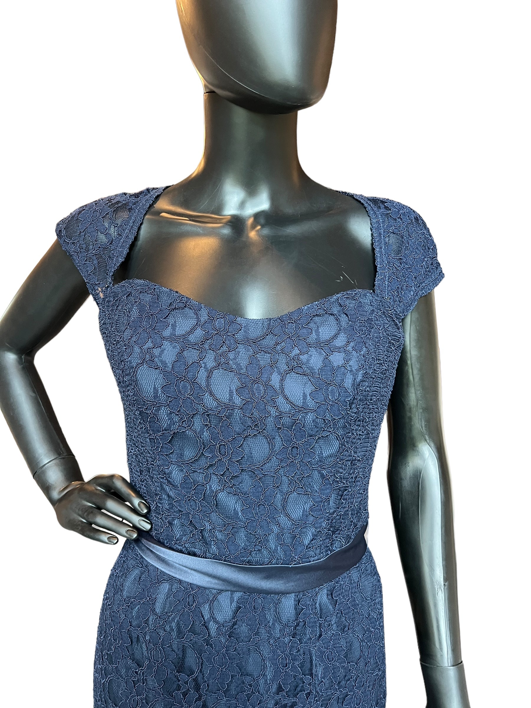 Mori Lee Navy Lace Maxi Formal Gown Mori Lee Navy Lace Maxi Formal Gown