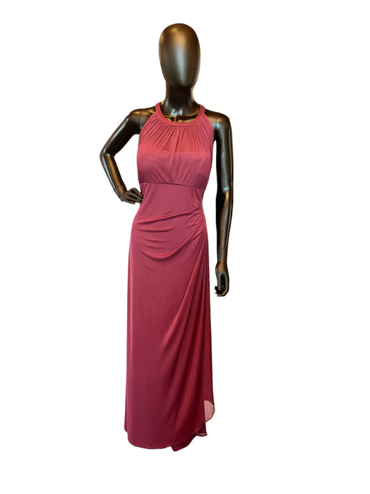 Maroon Halter Long Formal Dress