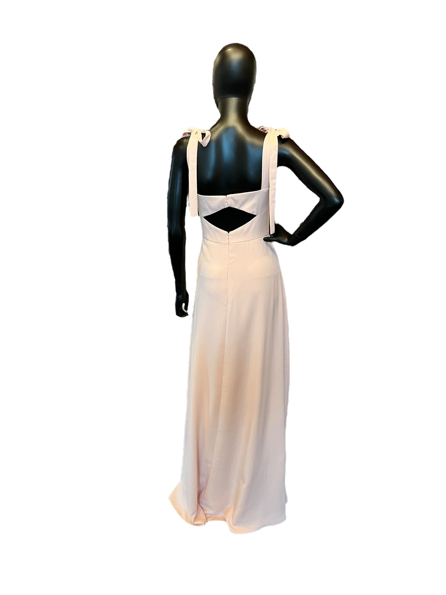 Hayley Paige Tie Shoulder Crepe Maxi Formal Dress