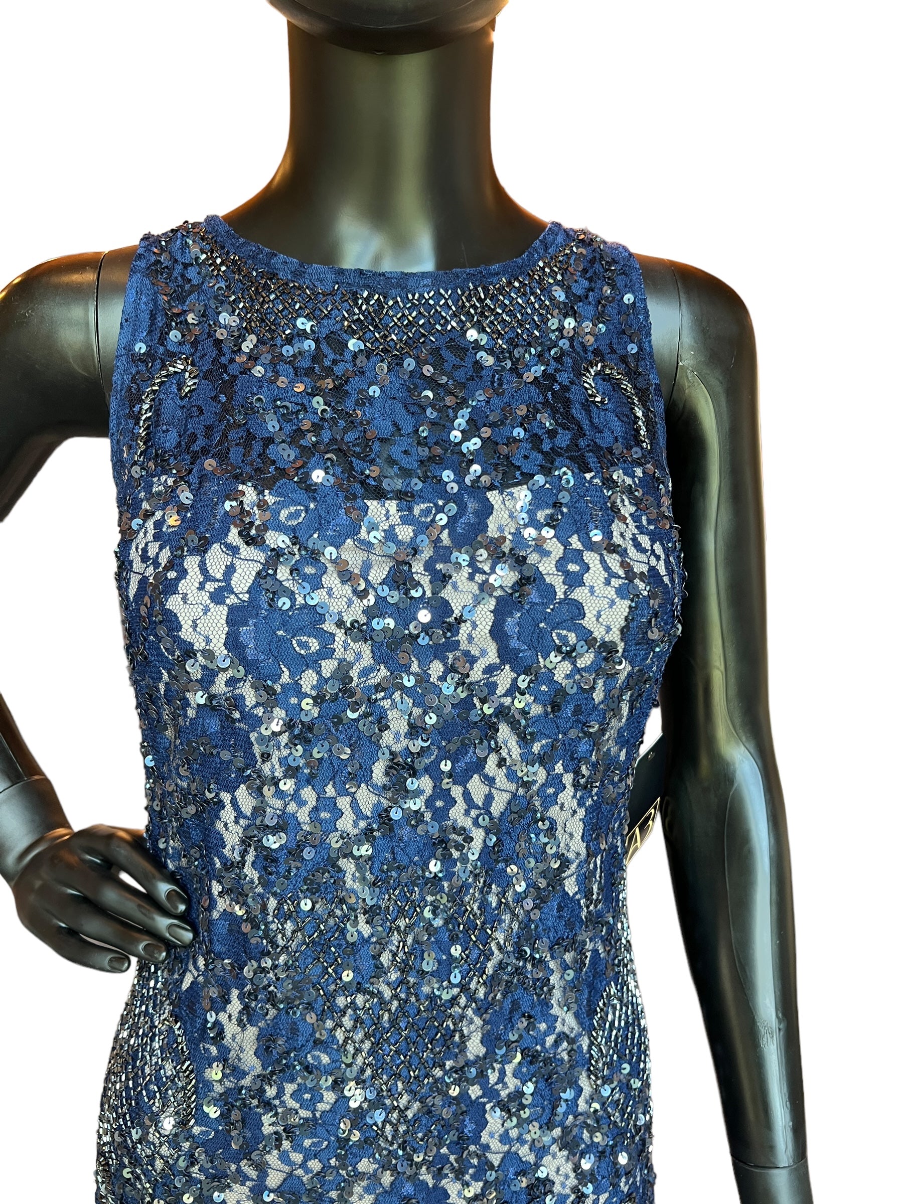 Royal Blue Bead and Sequin Short Dress - Aiden Mattox Royal Blue Bead and Sequin Short Dress - Aiden Mattox