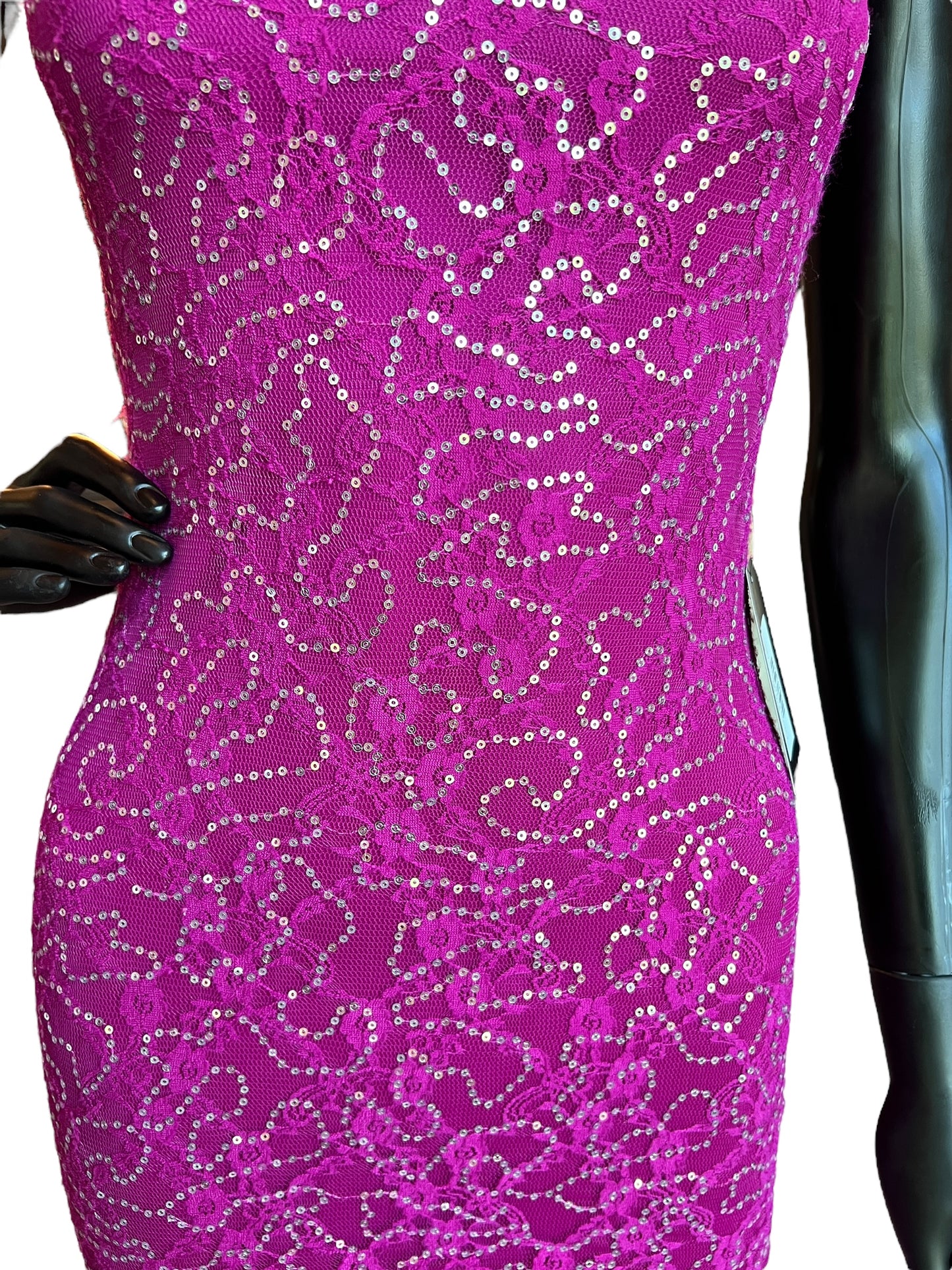 Fuchsia Sequin Short Dress