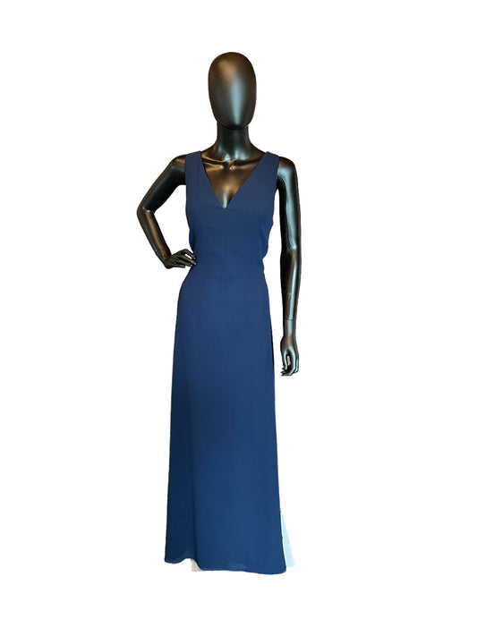 Amsale Navy Flat Chiffon Formal Gown