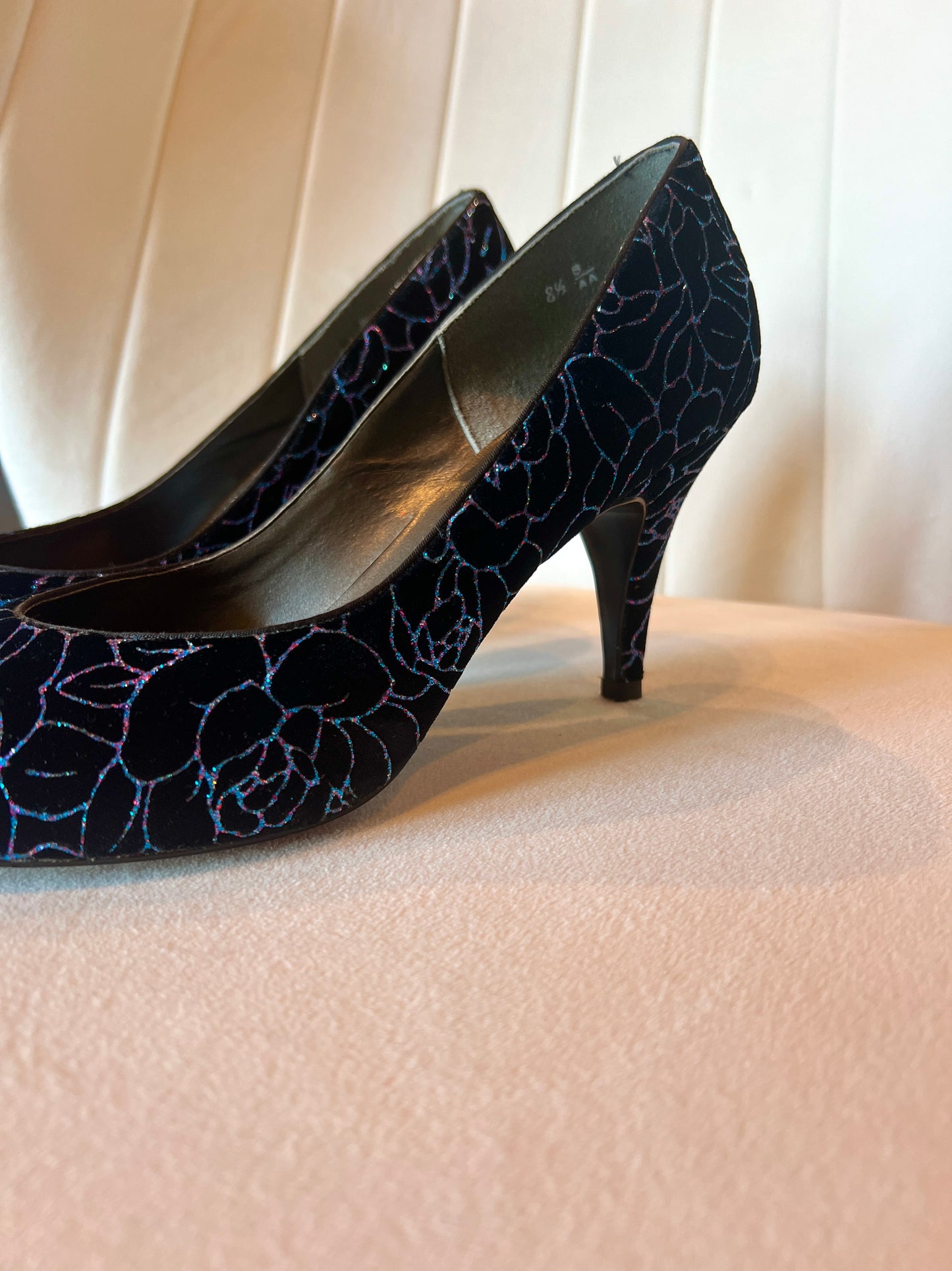 Naturalizer Black/Blue Floral Sparkle High Heel Pump