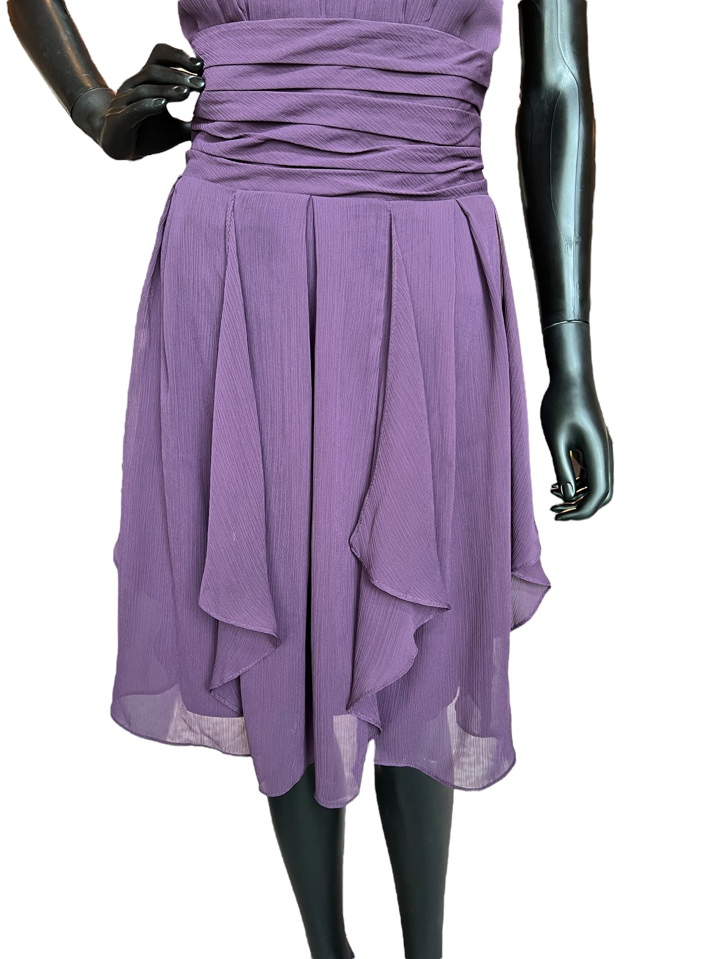 Plum Chiffon Strapless Short Dress