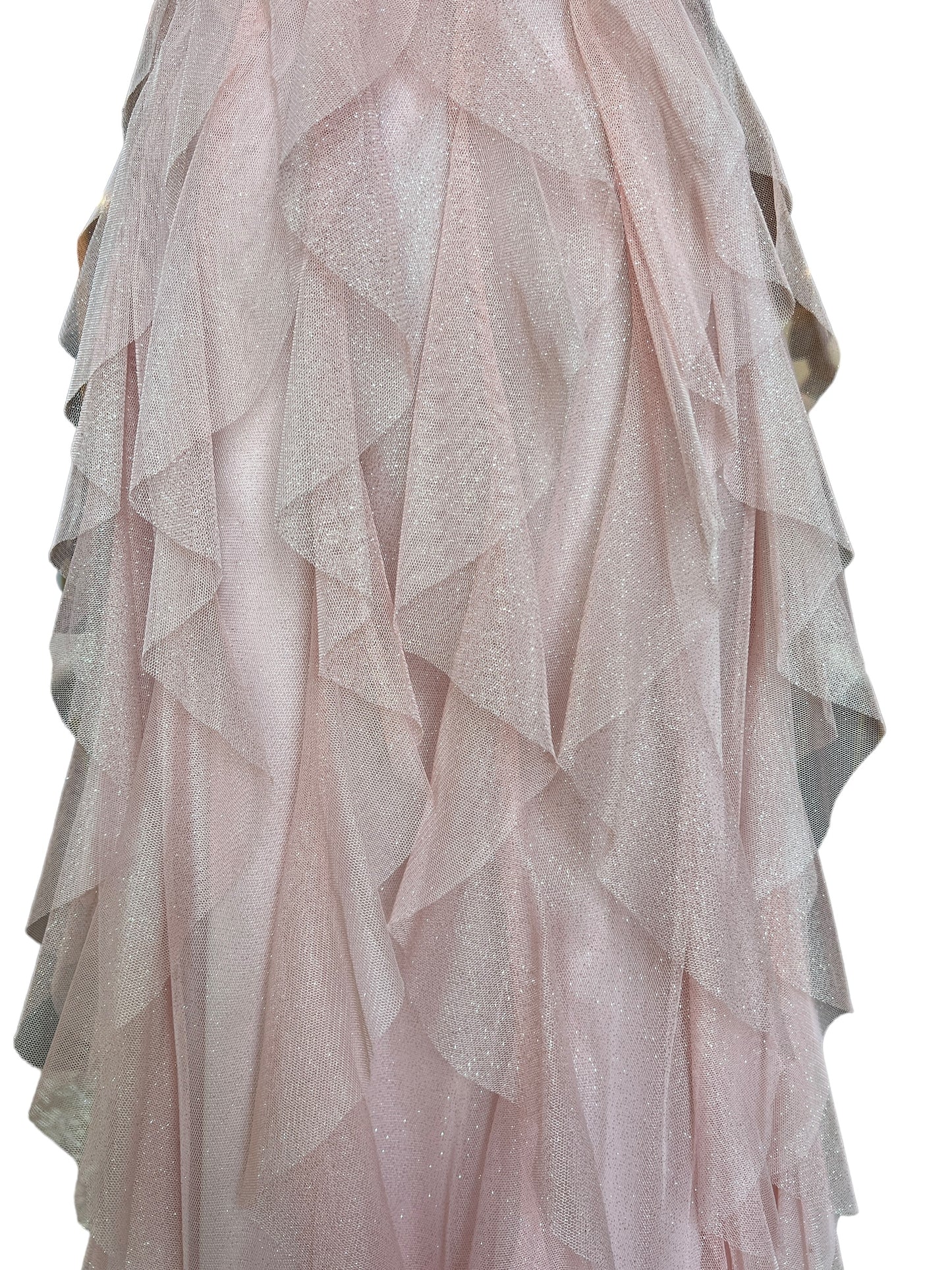 Peach Hi-low Glitter Short Dress