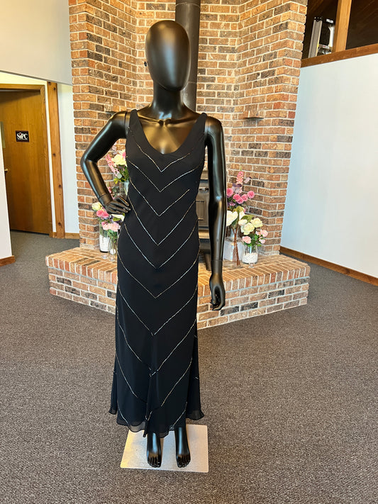 Black Beaded V-Neck Dress