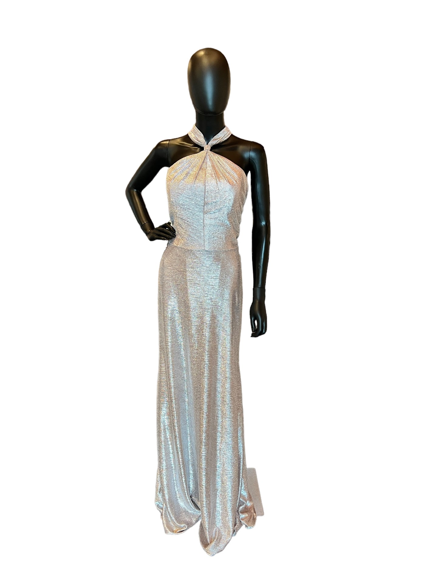 Hayley Paige Rose Liquid Metallic Maxi Formal Dress