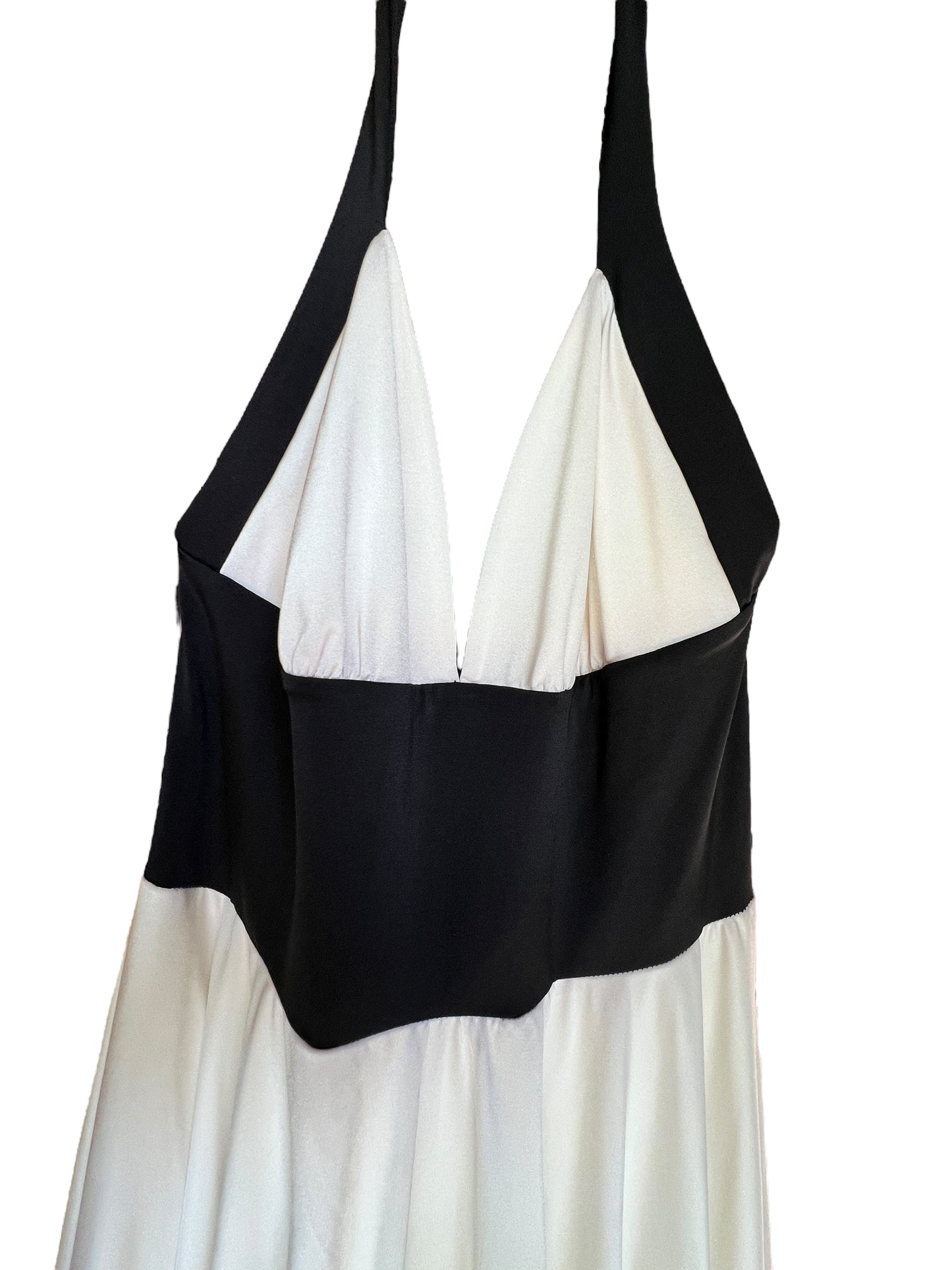 Black/White Jersey Halter Cocktail Dress