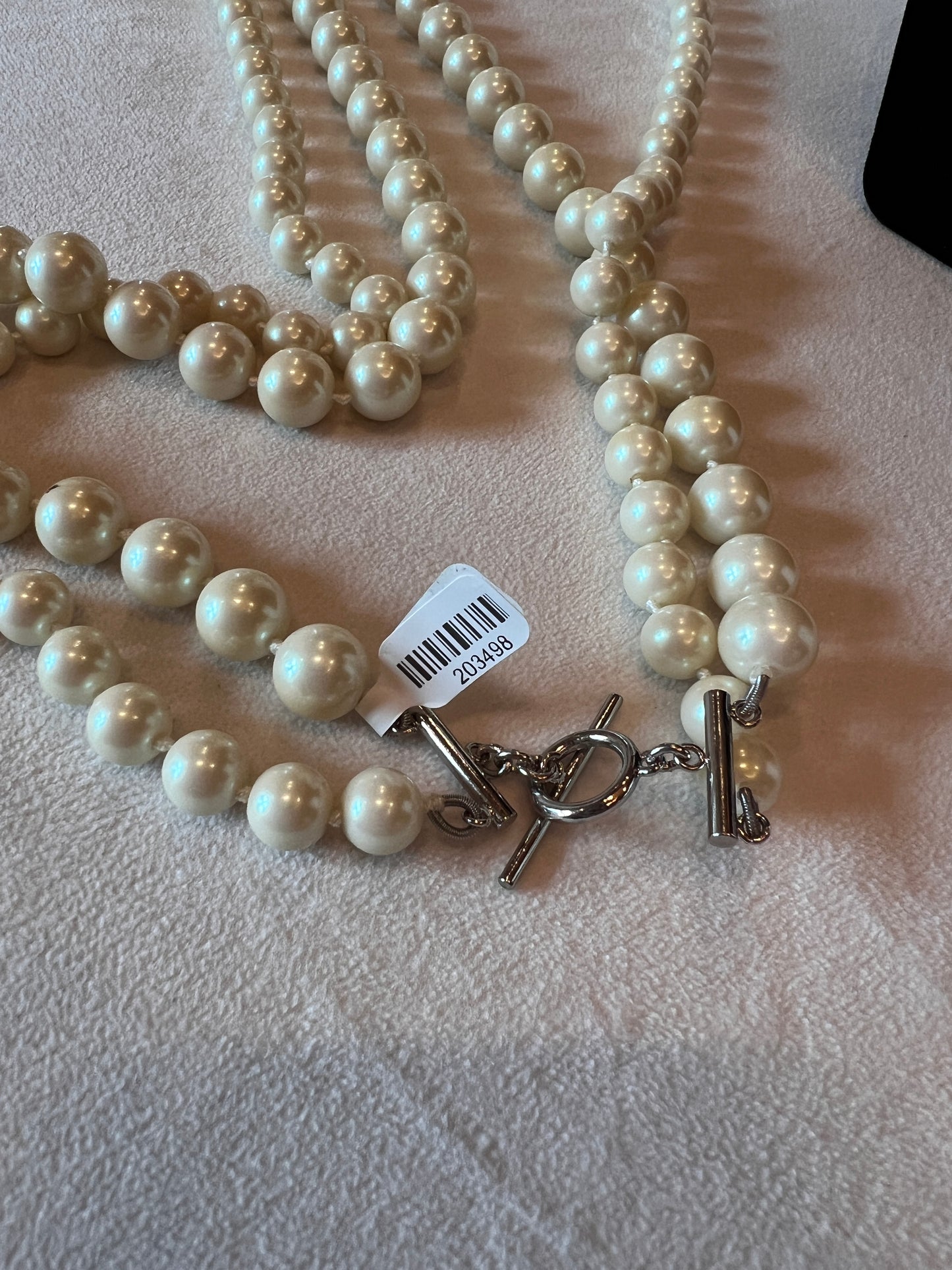 Double Strand Long Faux Pearl Necklace