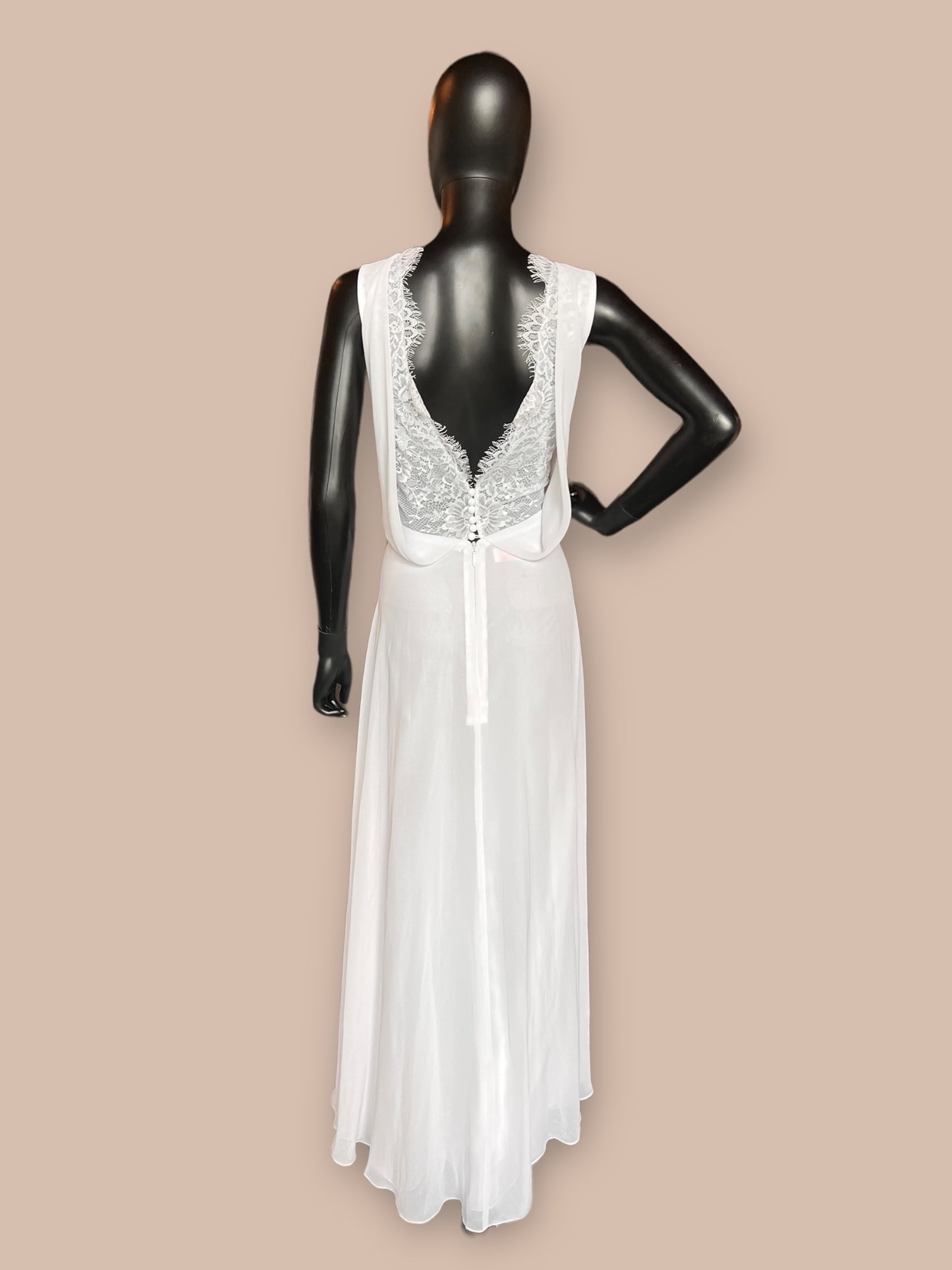 Chiffon Gathered V-Neck Wedding Gown