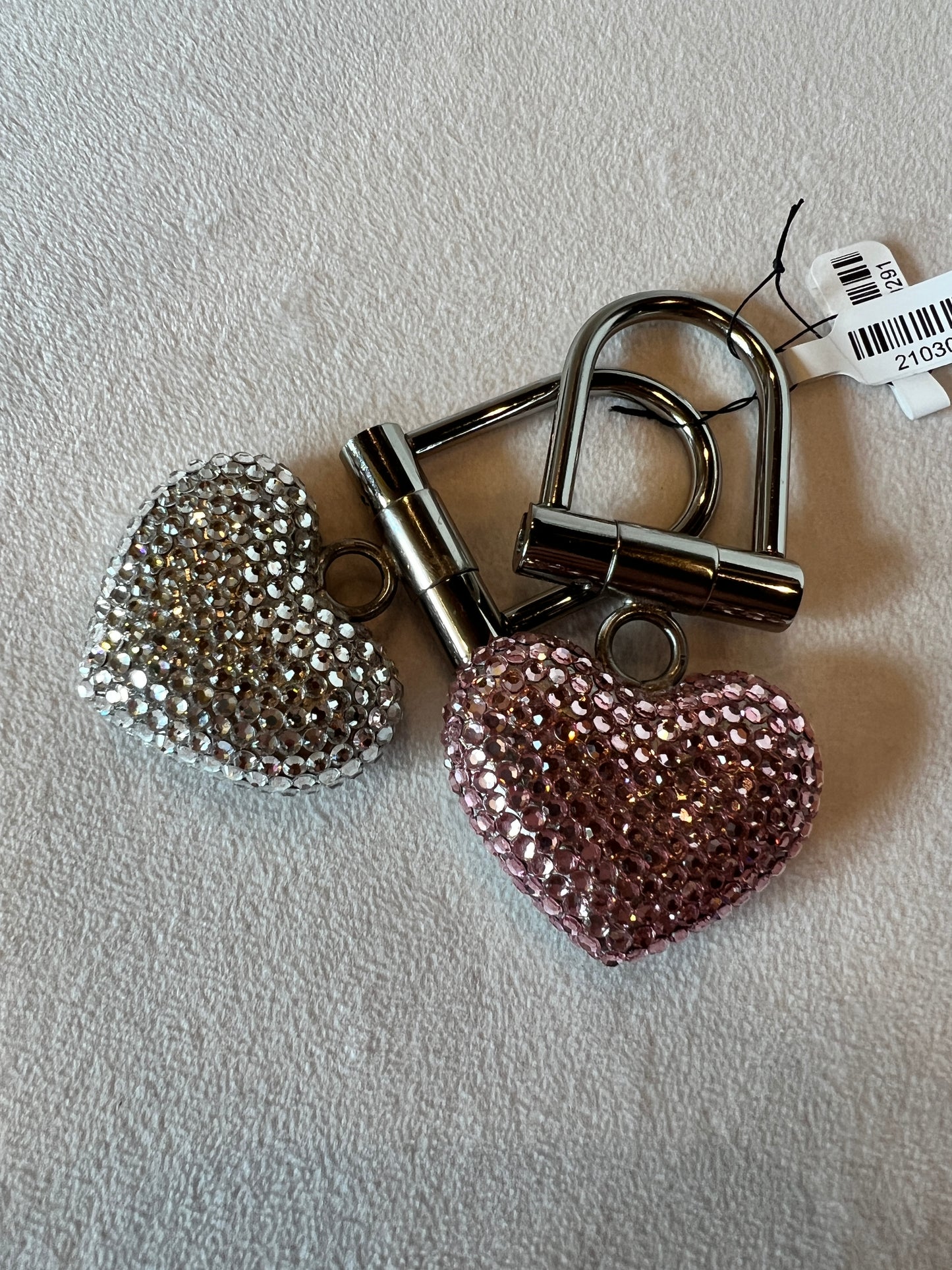 Pink Jewel Heart Fob