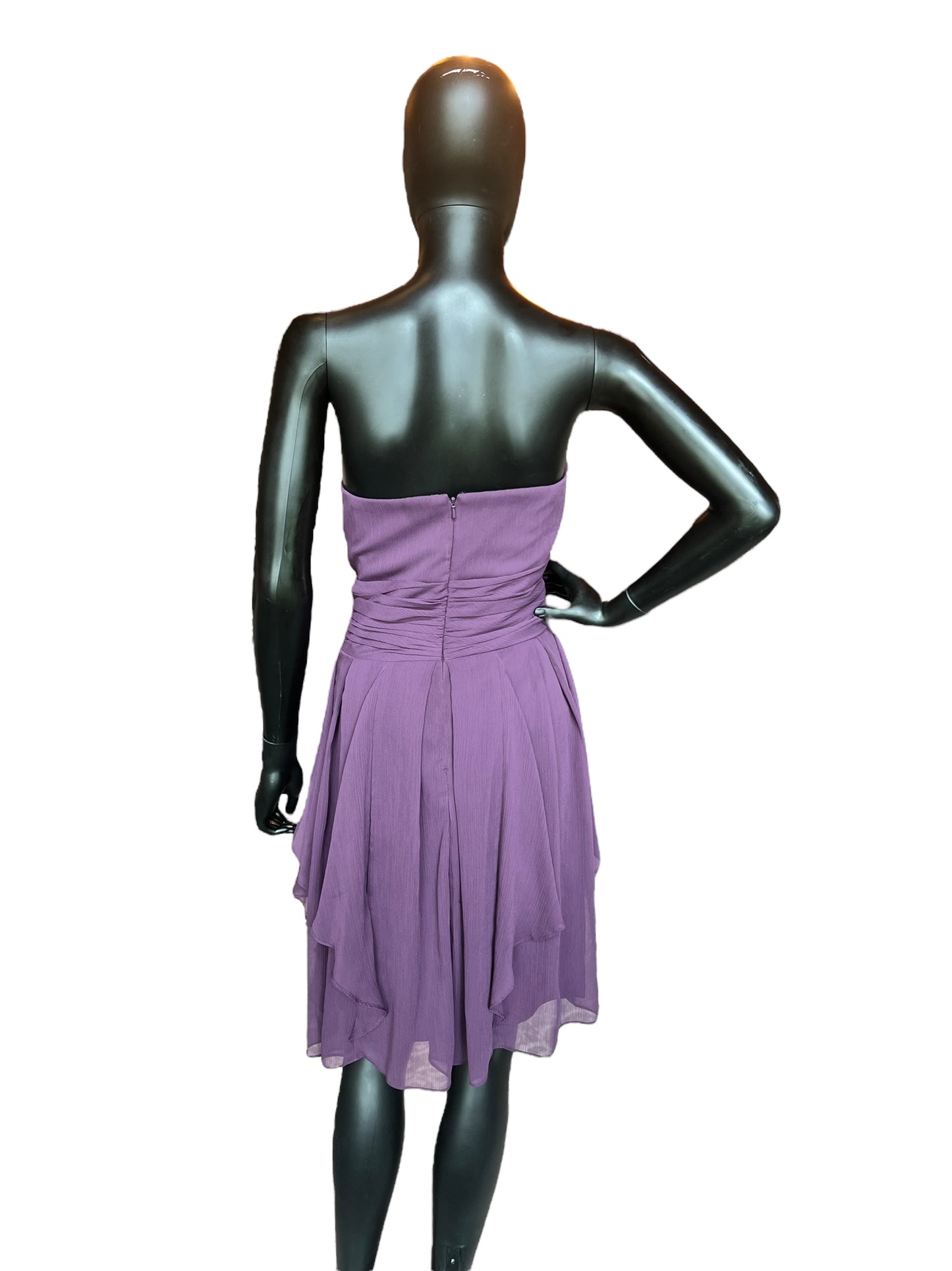 Plum Chiffon Strapless Short Dress