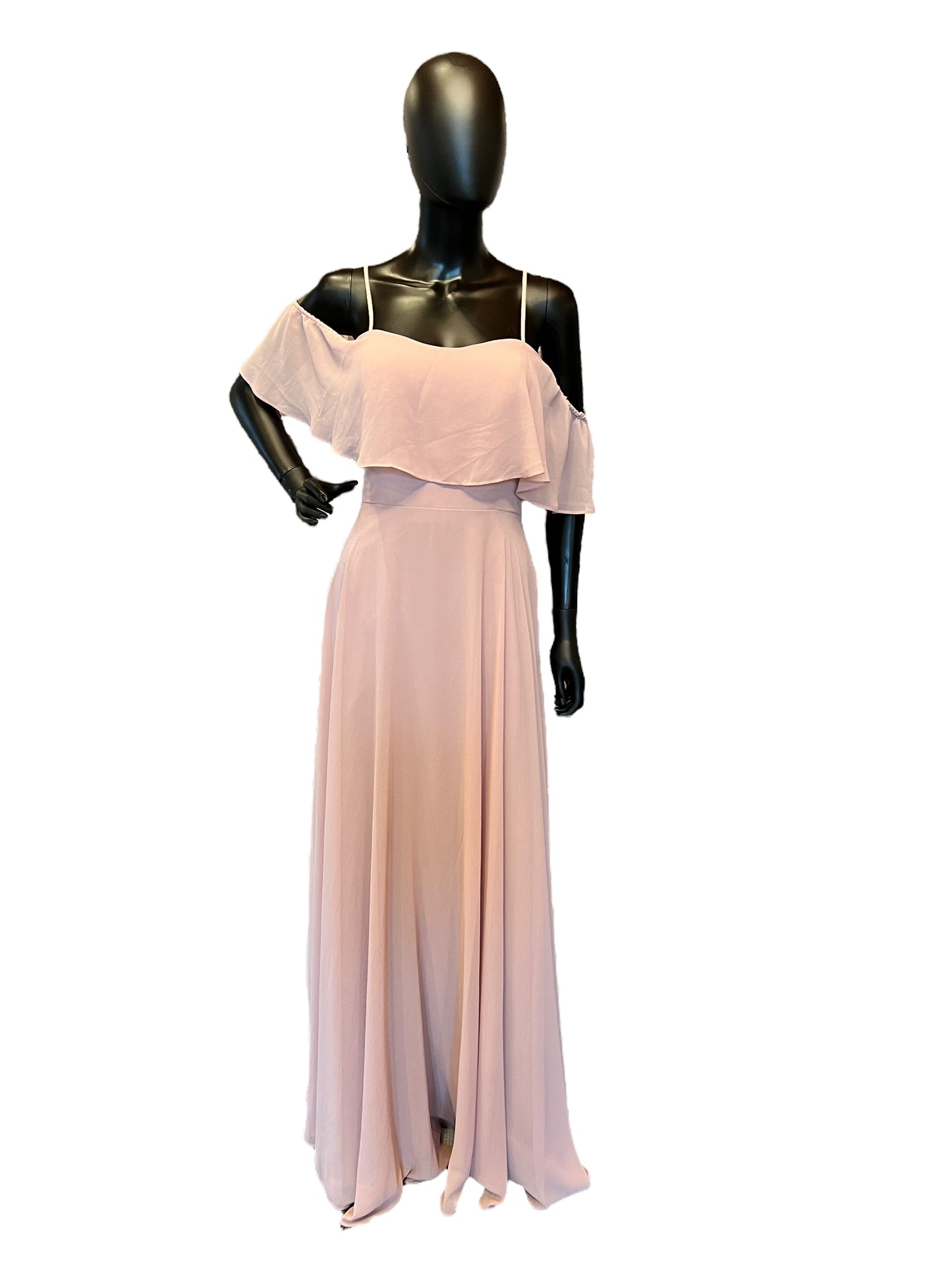 Dusty Rose Flutter Sleeve - Hayley Paige Full Length Formal Gown