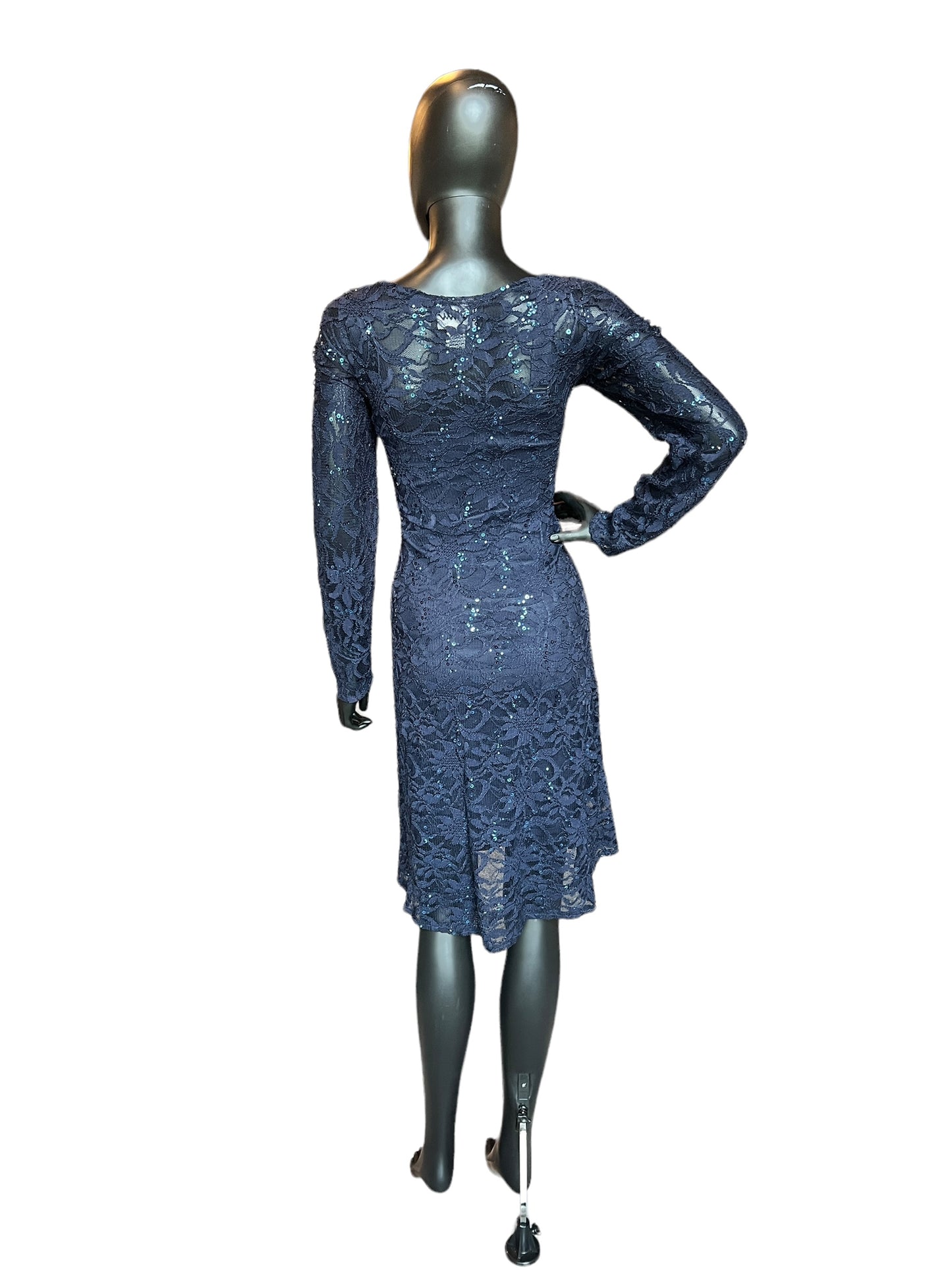 Navy Lace Cocktail Dress Long Sleeve