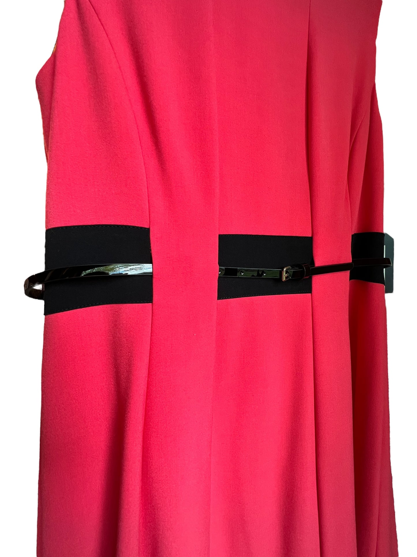 Pink/Black Color Block Belted Shift Dress