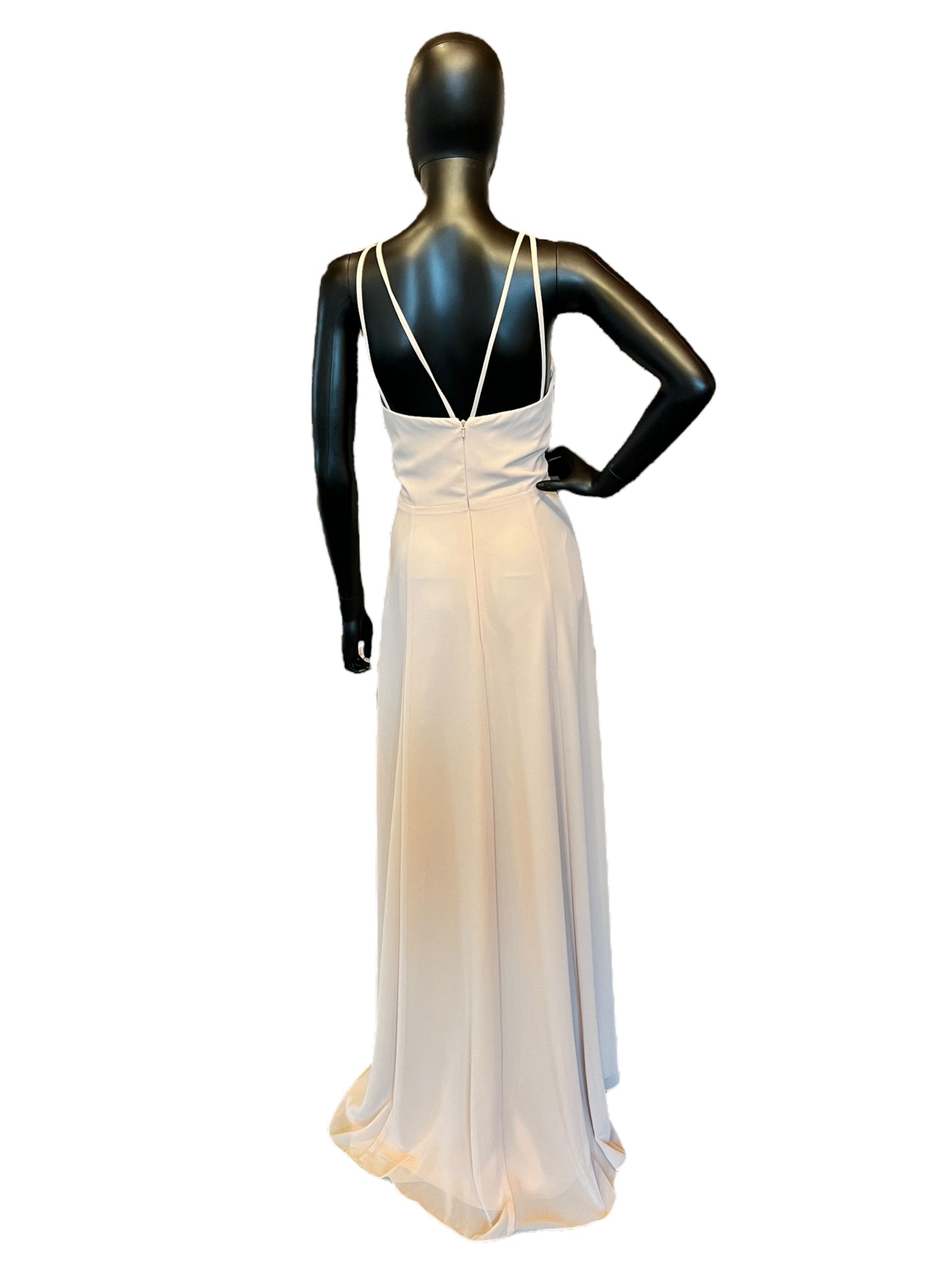 Amsale Fawn Chiffon Halter Formal Gown