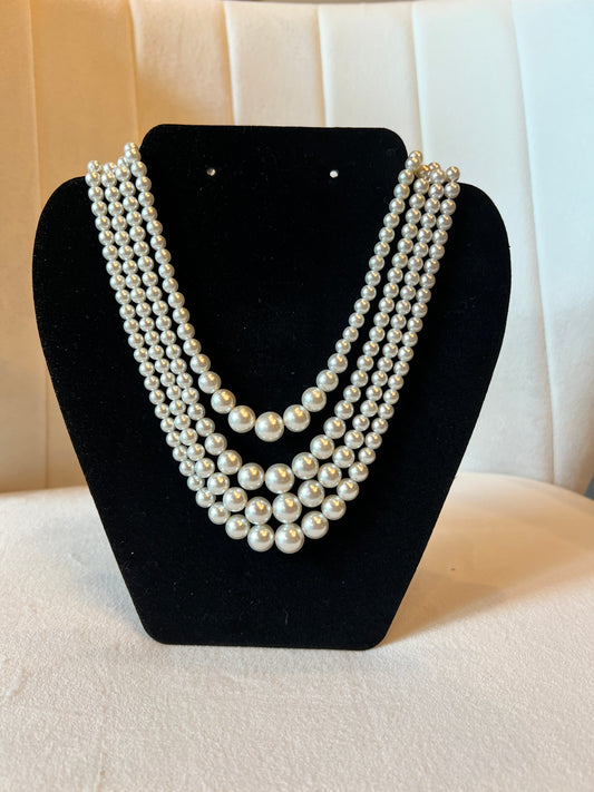 4-Strand Faux Pearl Necklace