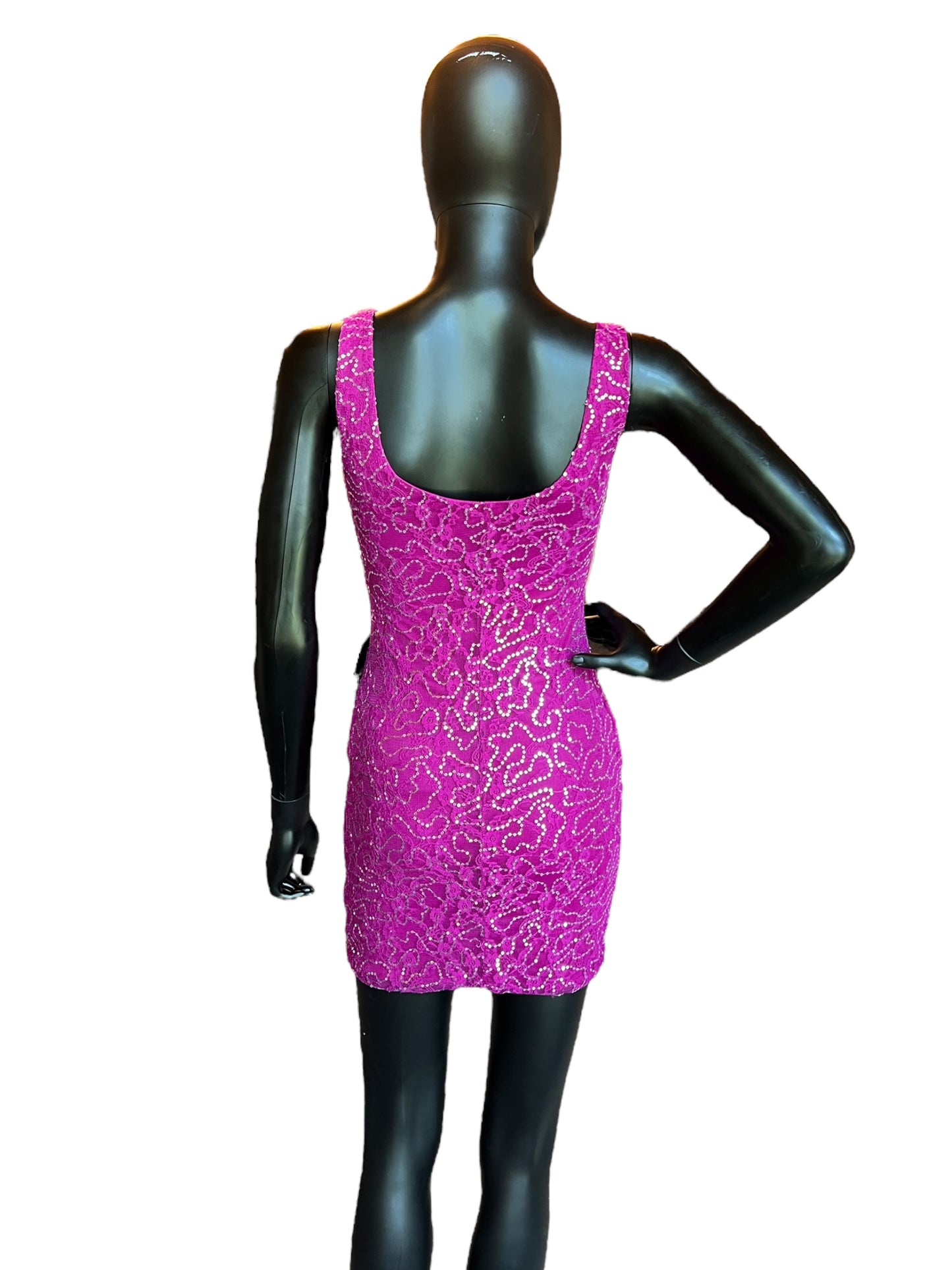 Fuchsia Sequin Short Dress