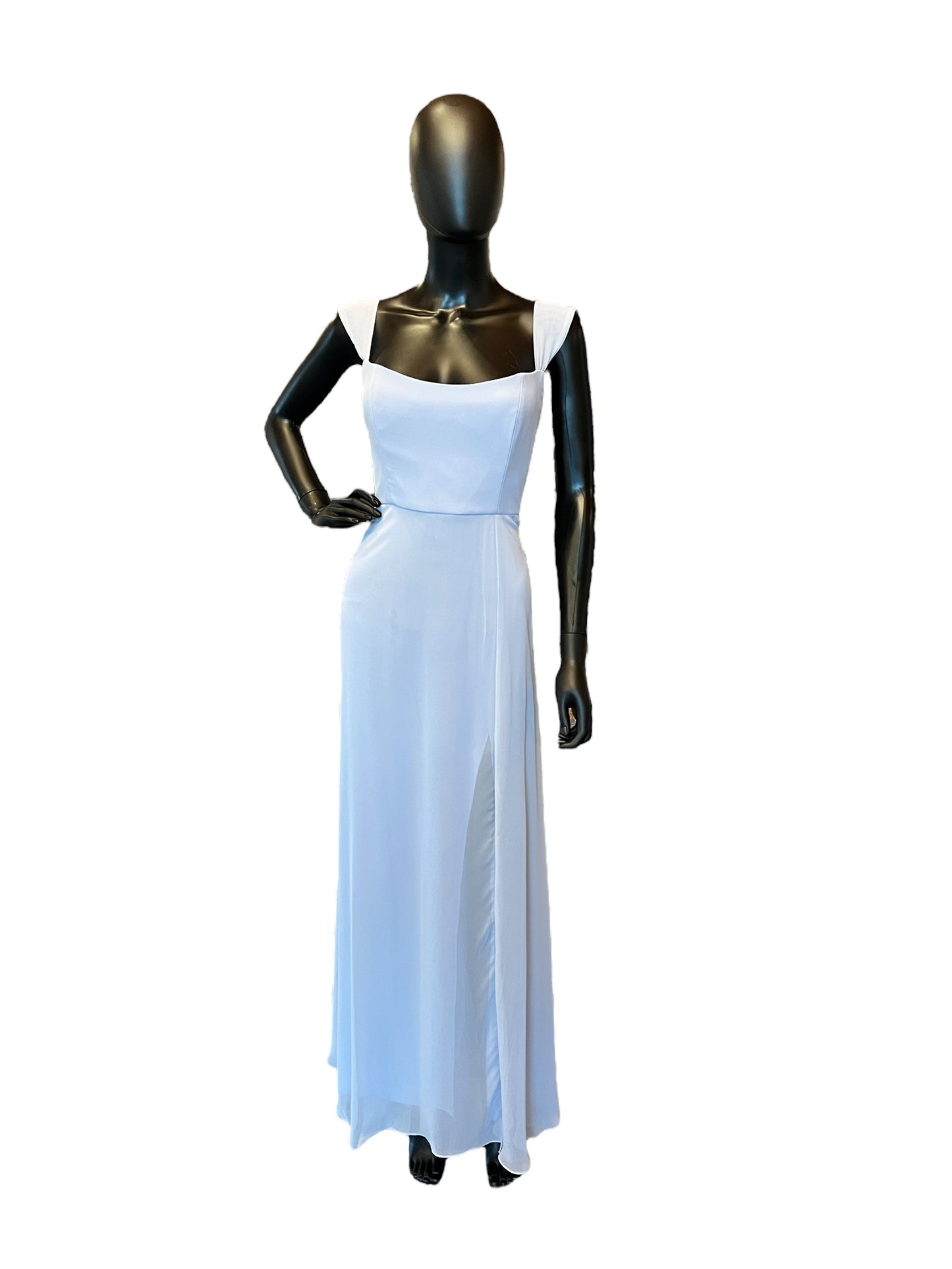 After Six Lux Chiffon Silver Dove Bridesmaid Dress