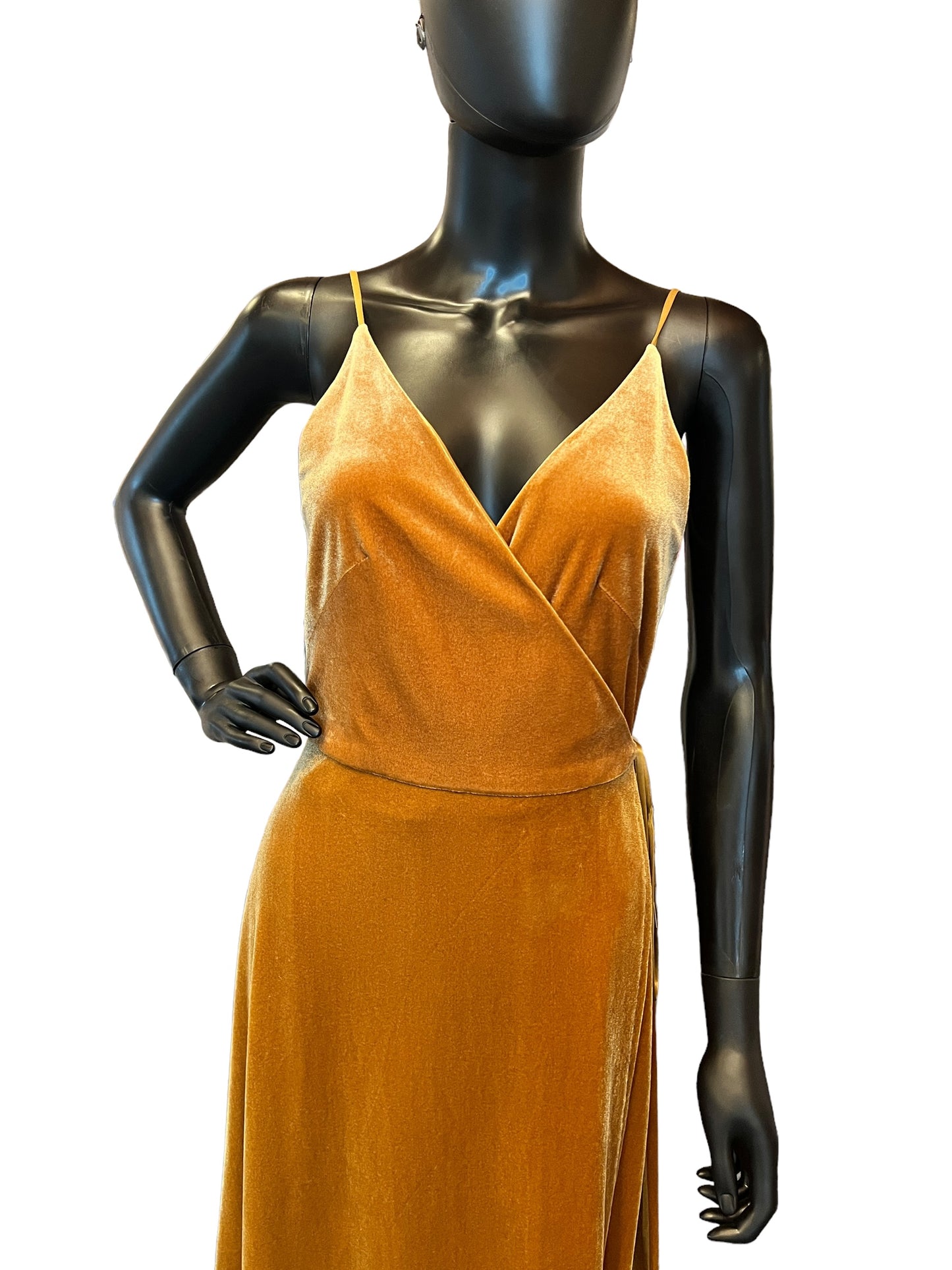 Harvest Gold Velvet Wrap Maxi Dress - Jenny Yoo - NWT