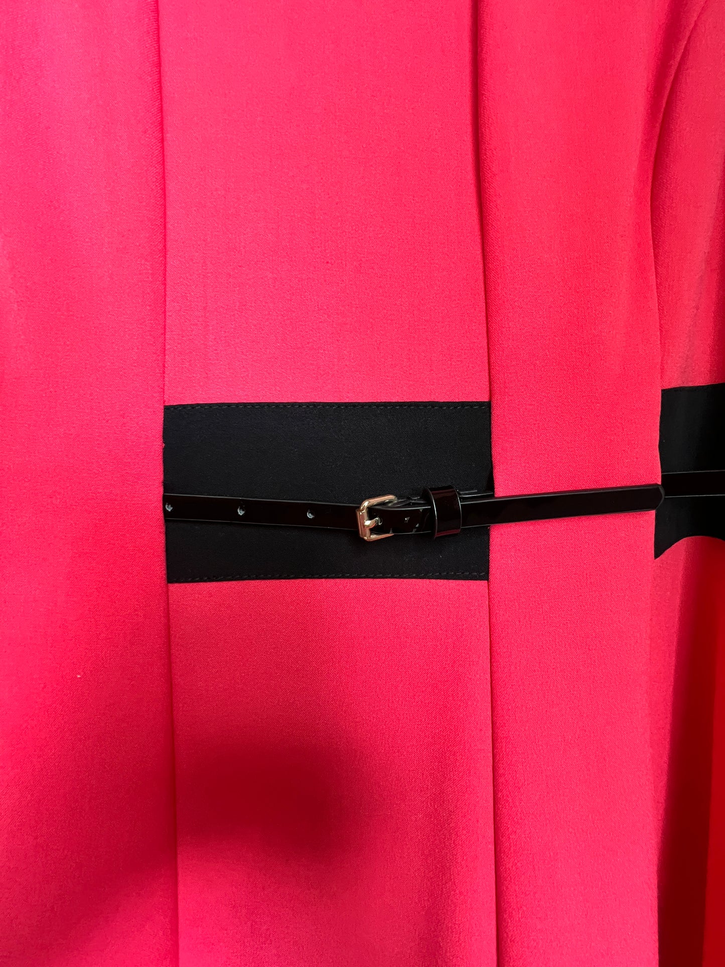 Pink/Black Color Block Belted Shift Dress