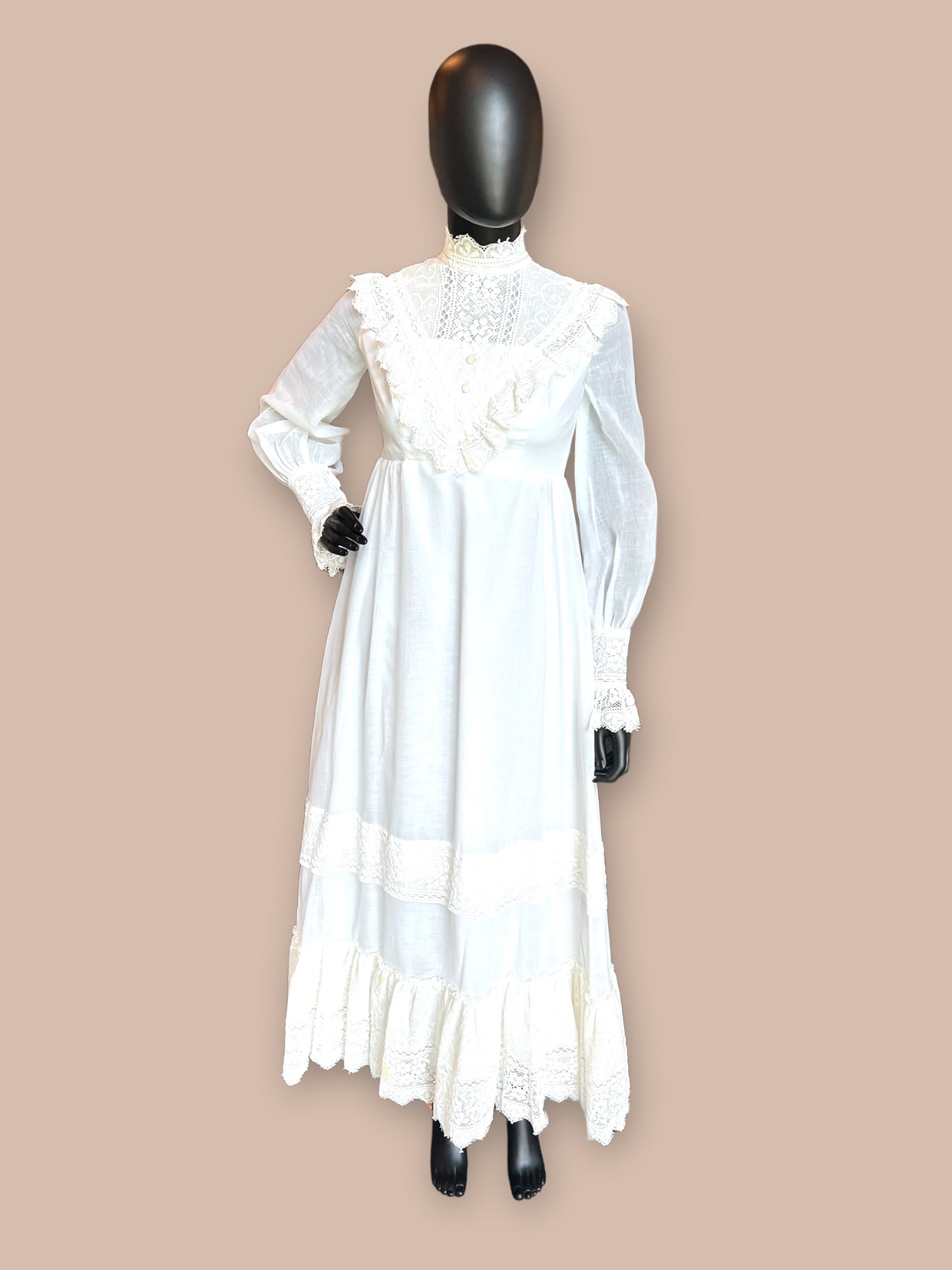 Vintage 60's Voile & Lace Wedding Gown