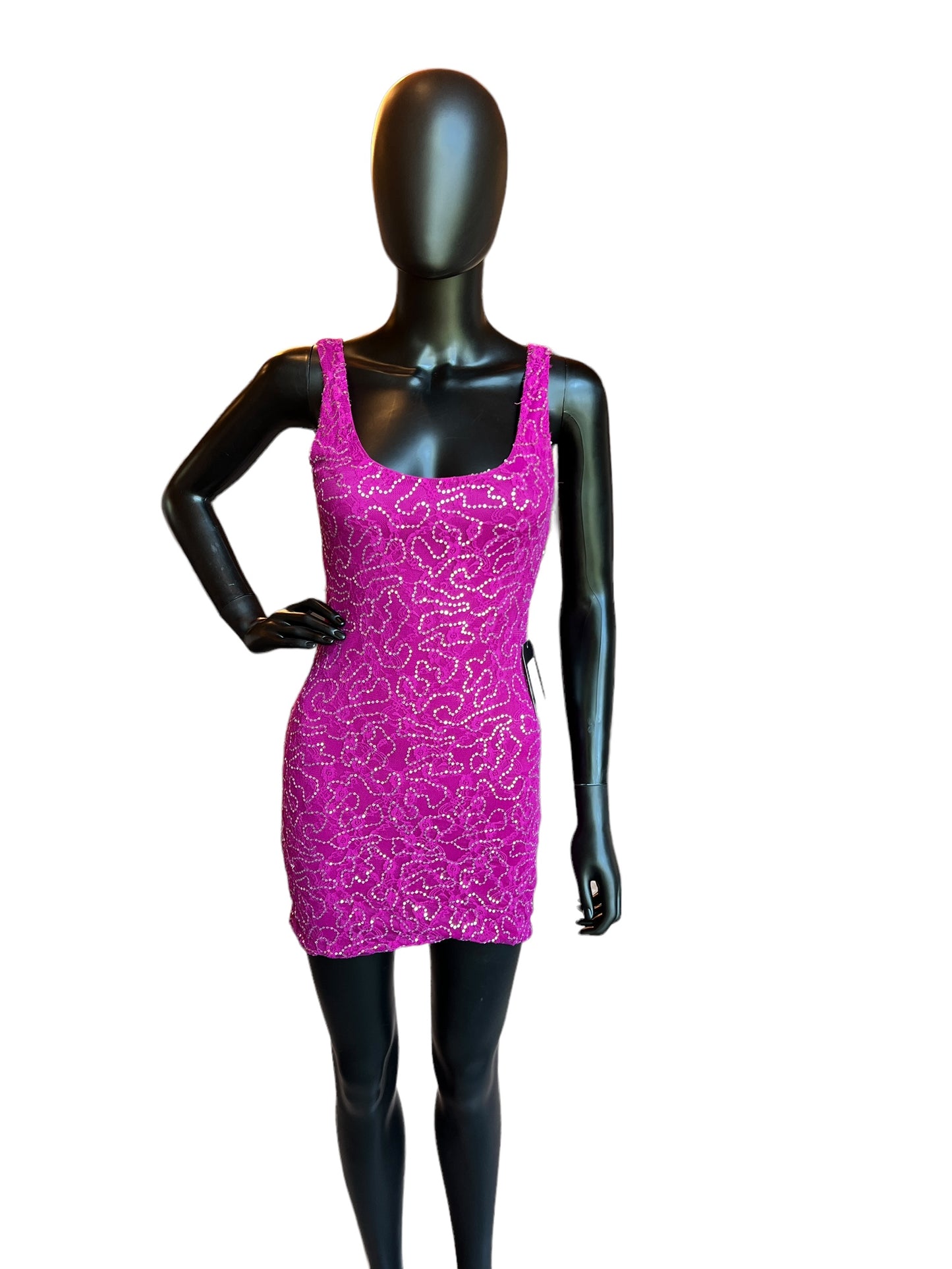 Fuchsia Sequin Short Dress