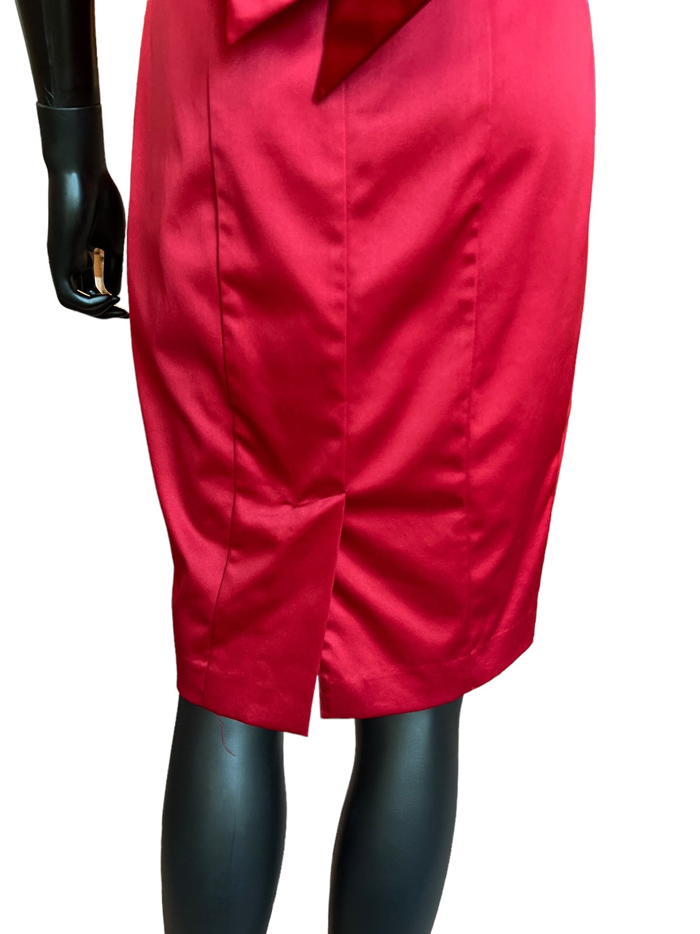 Crimson Satin Tie Neck Short Dress