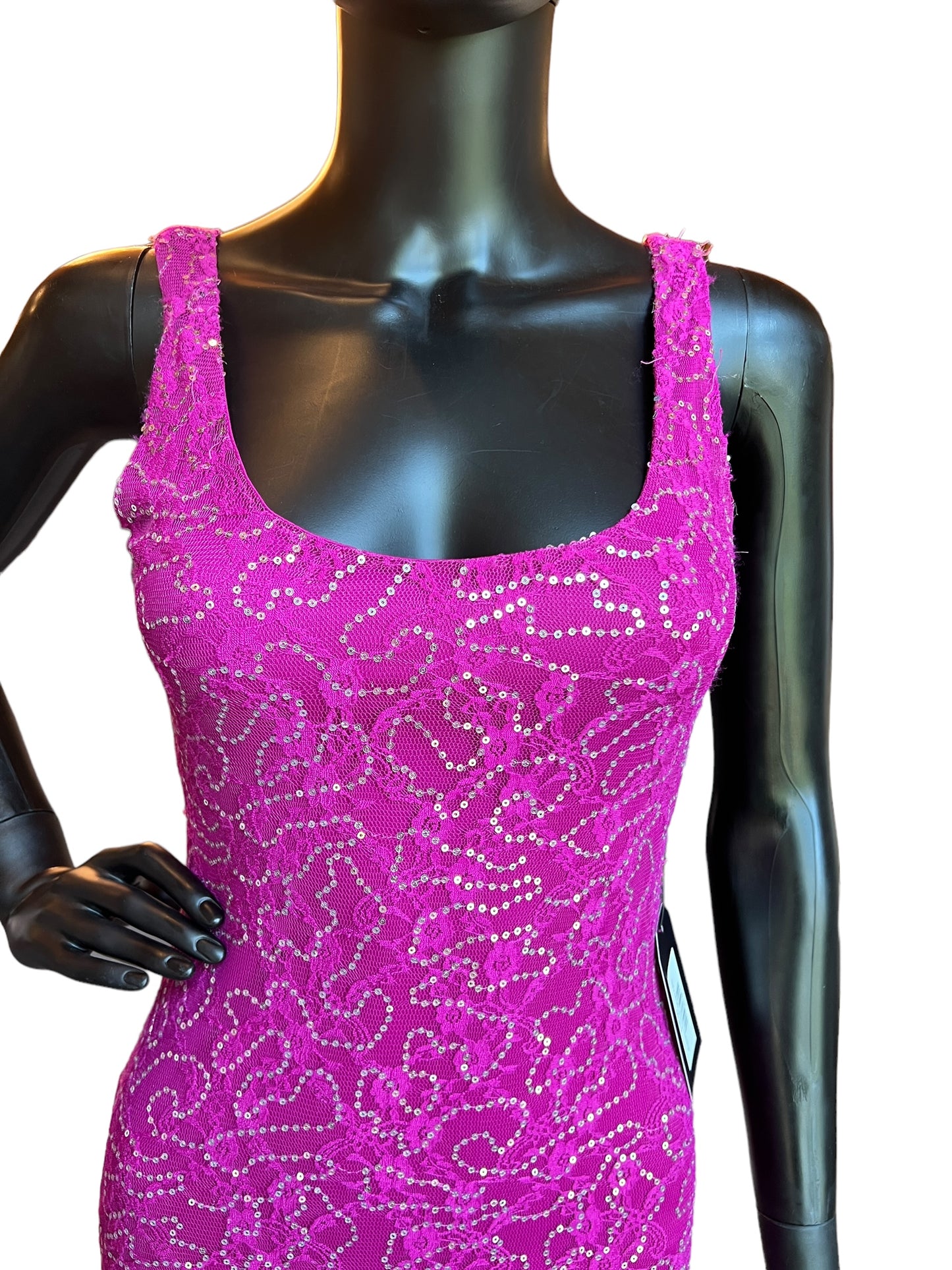 Fuchsia Sequin Short Dress