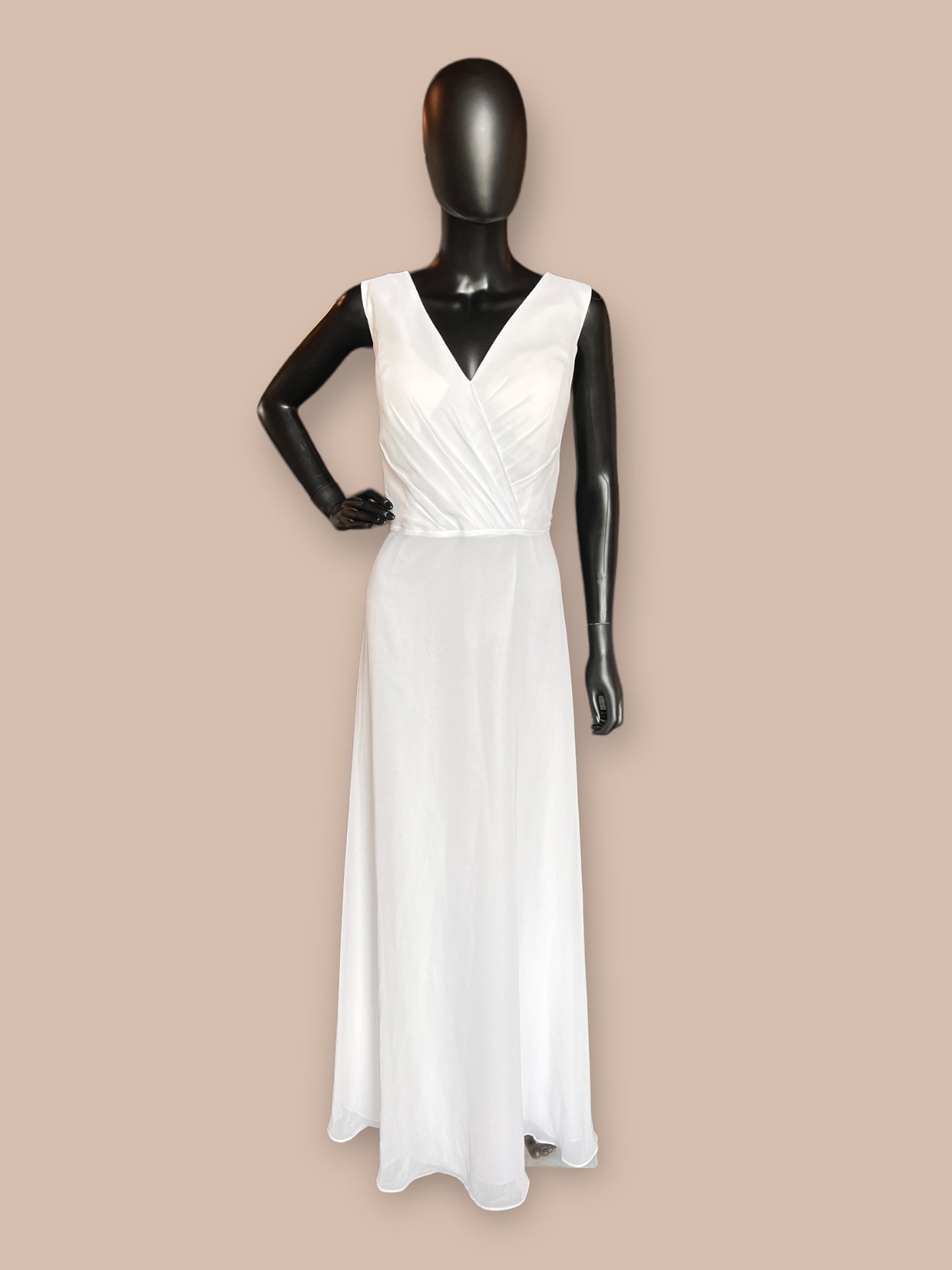 Chiffon Gathered V-Neck Wedding Gown