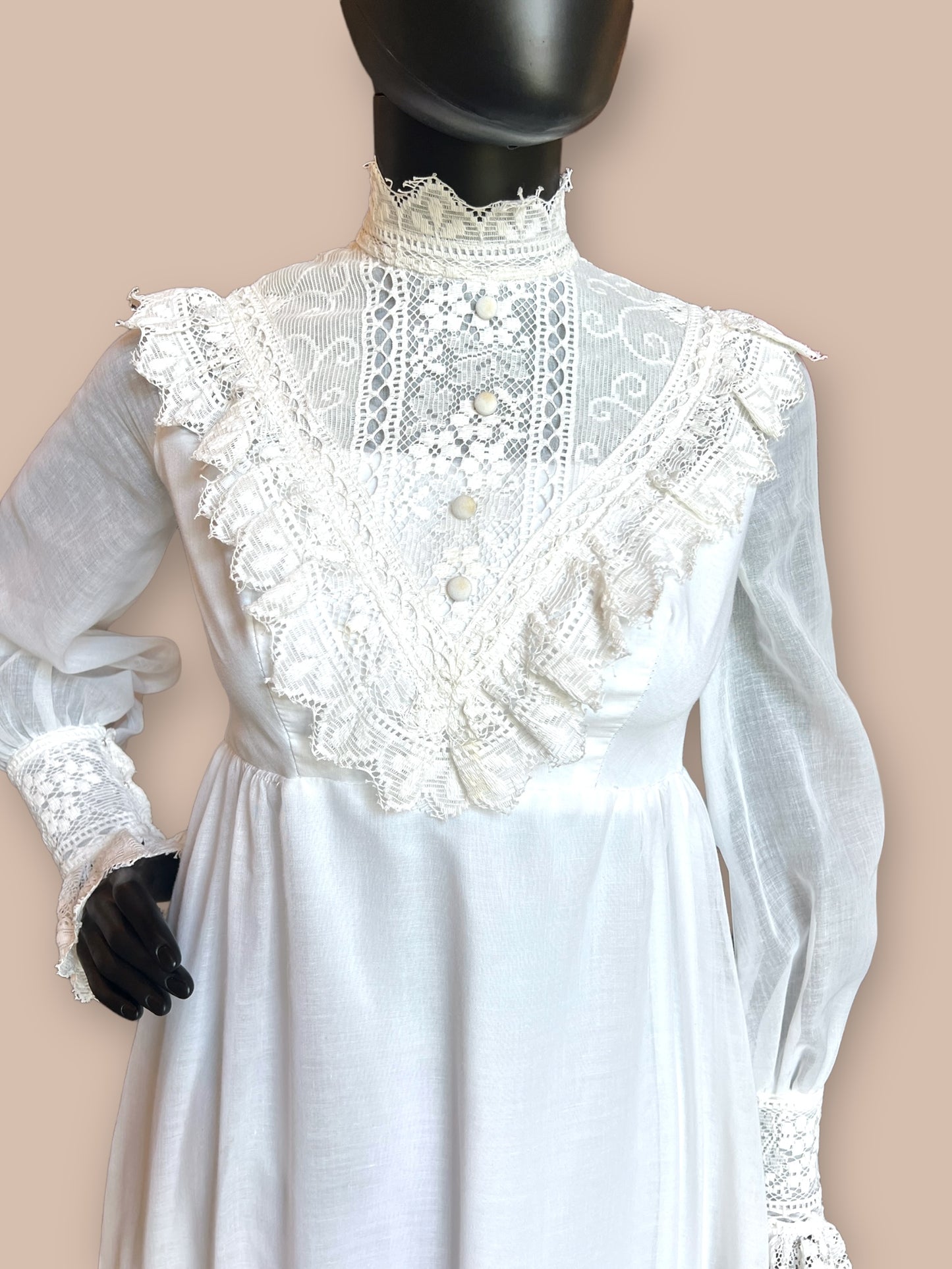 Vintage 60's Voile & Lace Wedding Gown