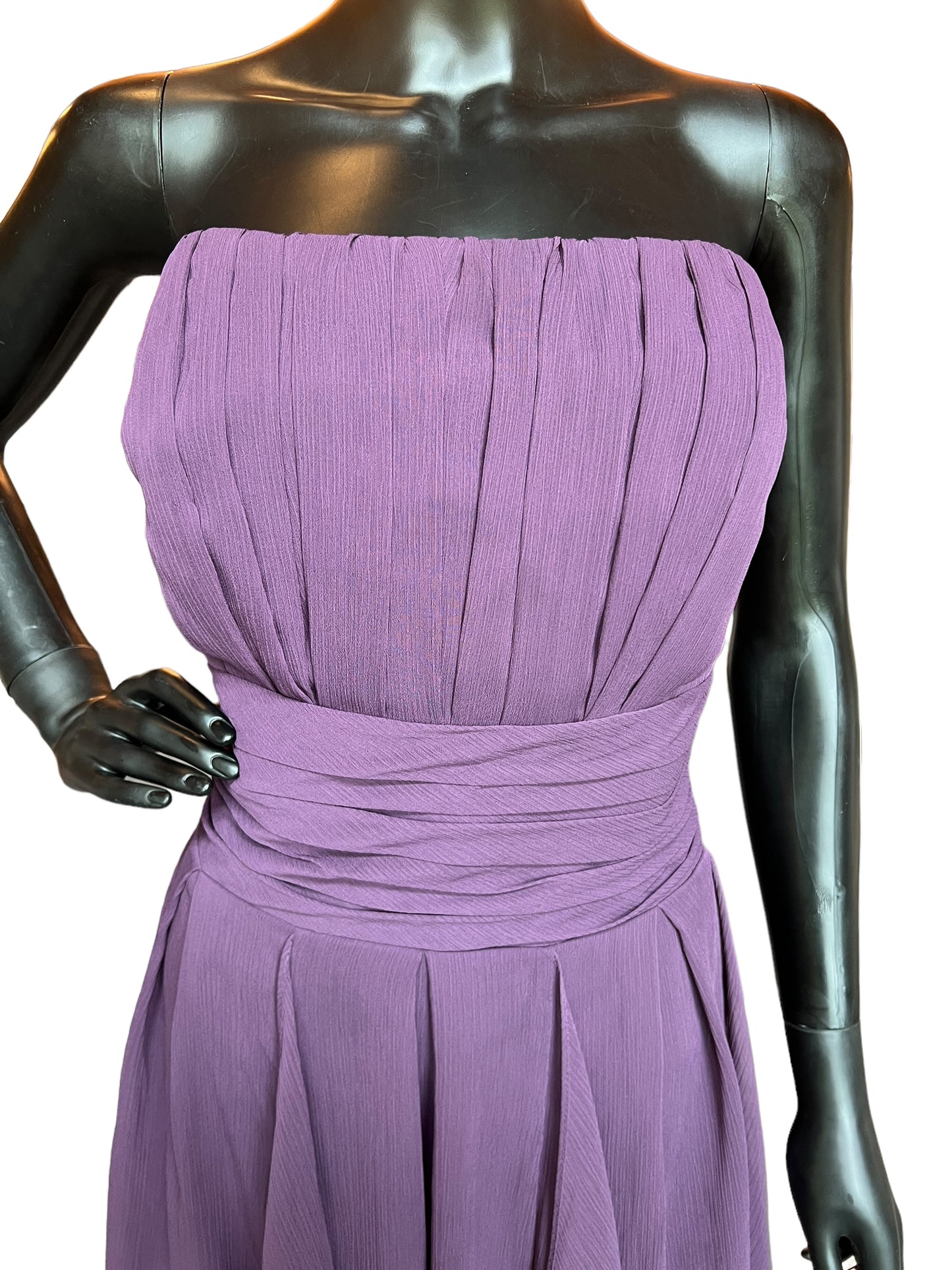 Plum Chiffon Strapless Short Dress