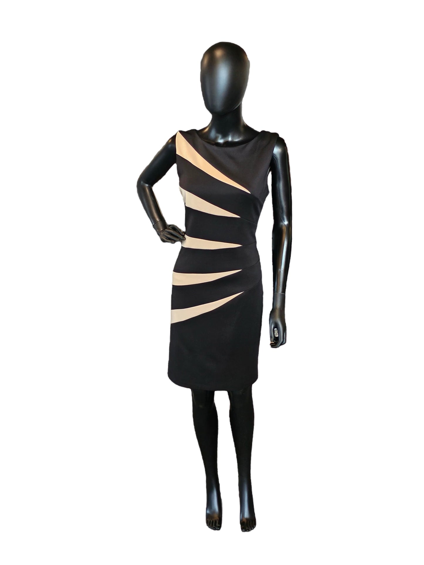 Black/Camel Asymmetrical Sheath Dress