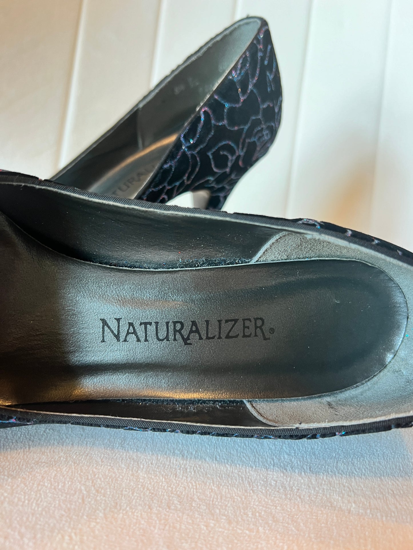 Naturalizer Black/Blue Floral Sparkle High Heel Pump