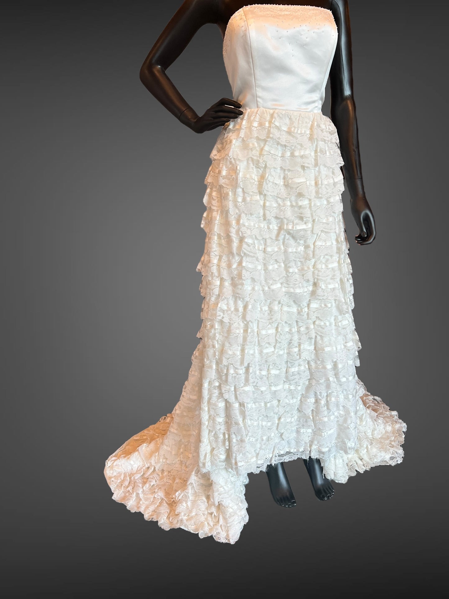 Vintage Redesigned Lace Layers Wedding GOwn