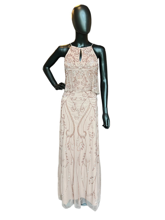 Adrianna Papell Rose Gold Beaded Formal Gown