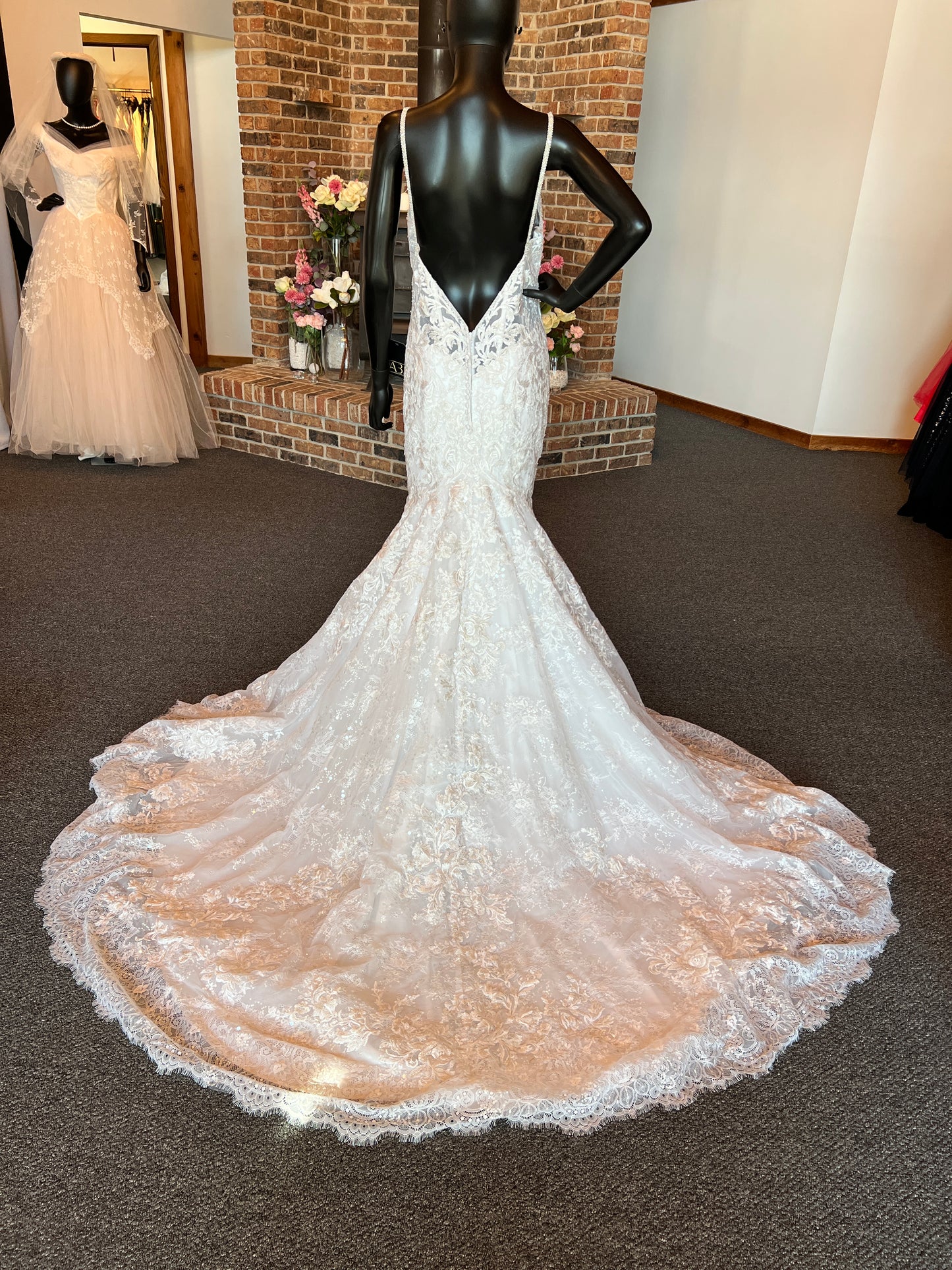 White Lace Mermaid Mori Lee Wedding Gown