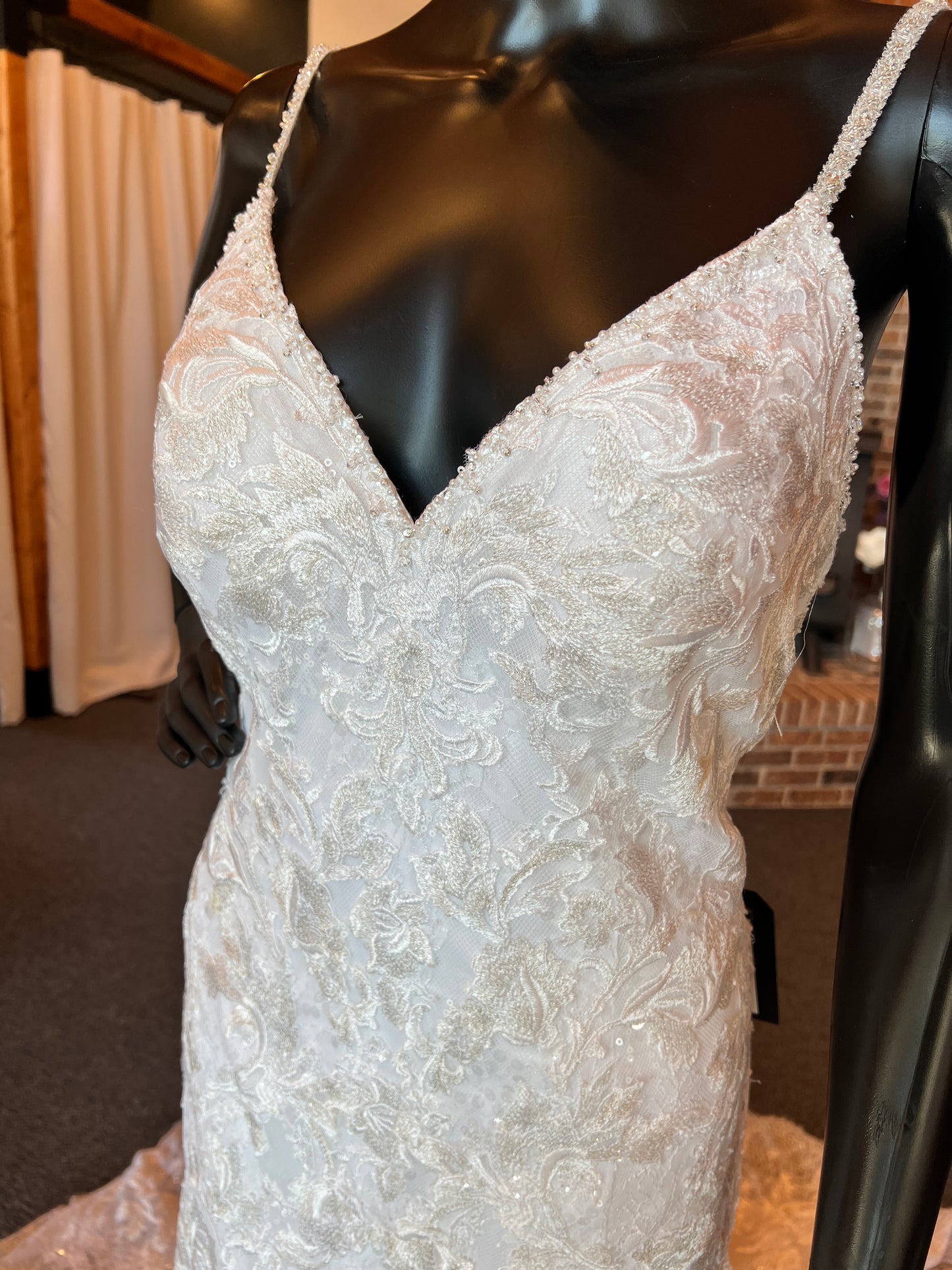 White Lace Mermaid Mori Lee Wedding Gown