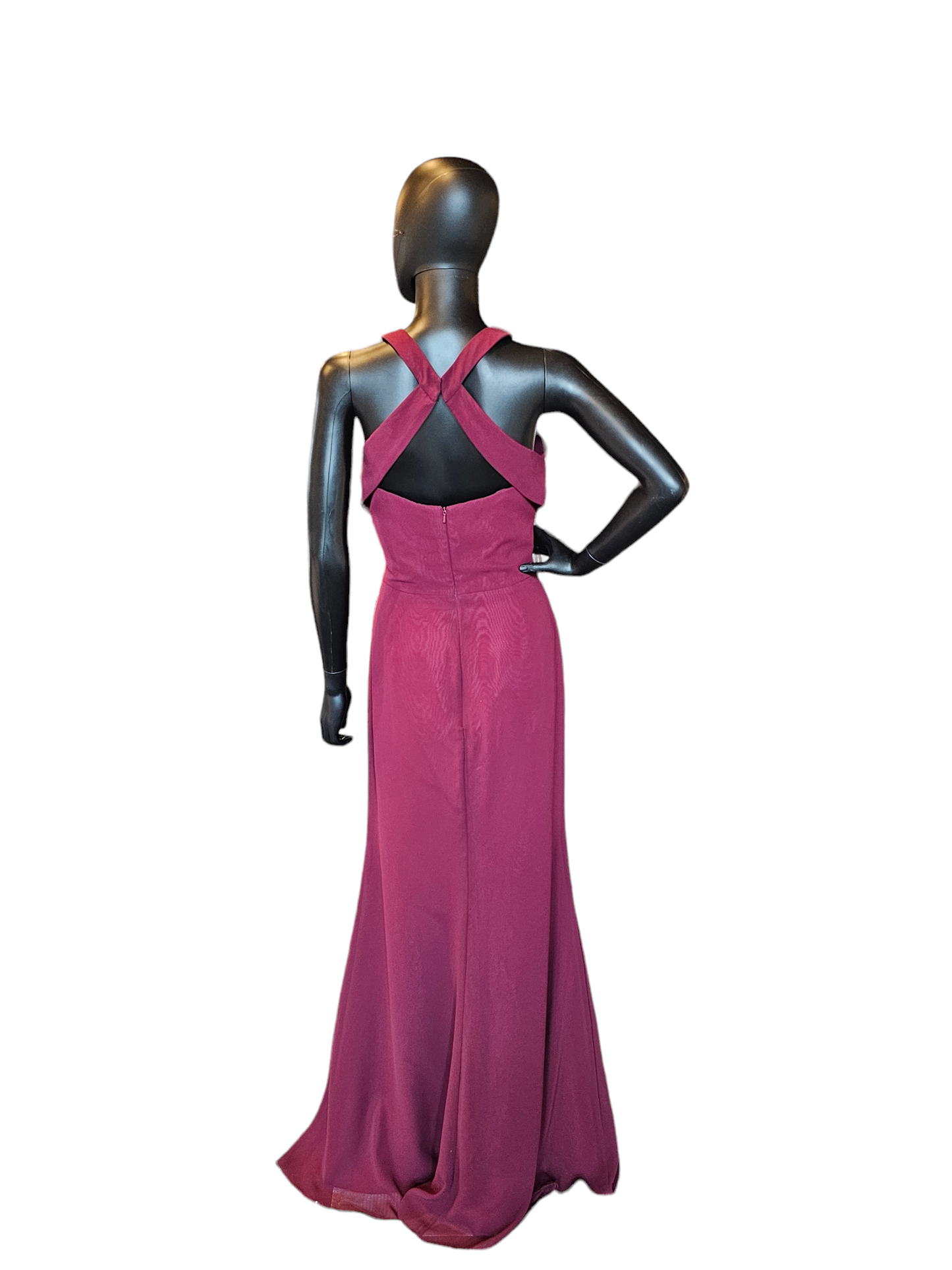 Burgundy Chiffon - Hayley Paige - Bridesmaid Full Length Formal Gown