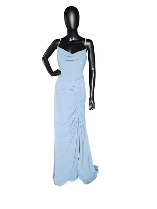 Steel Blue V-Neck Chiffon - Hayley Paige - Bridesmaid Dress