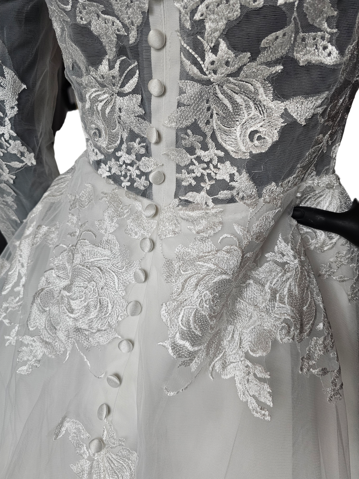 Illusion Bodice Lace Applique Wedding Gown