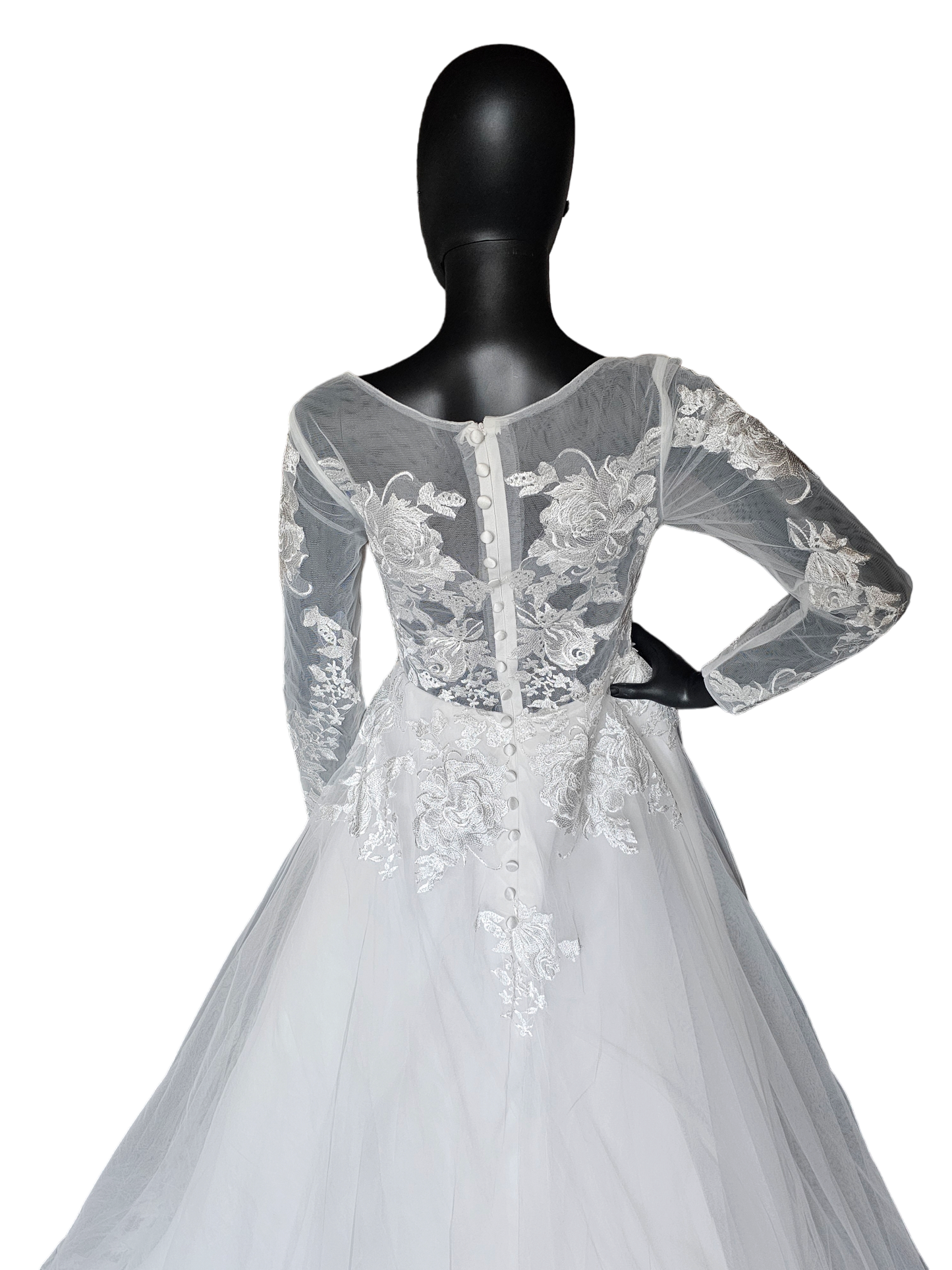 Illusion Bodice Lace Applique Wedding Gown